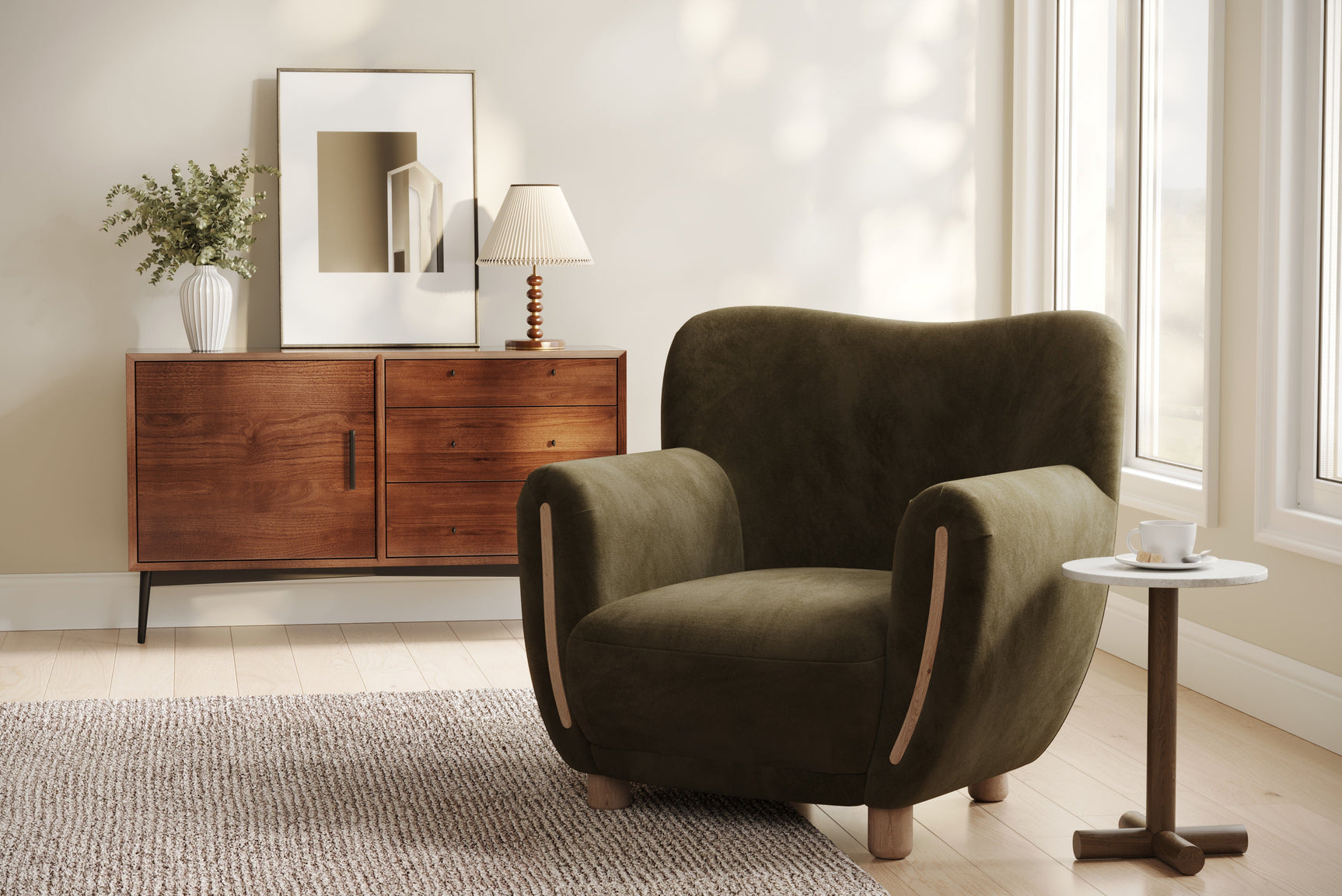 Emerald Velvet Fabric Accent Chair