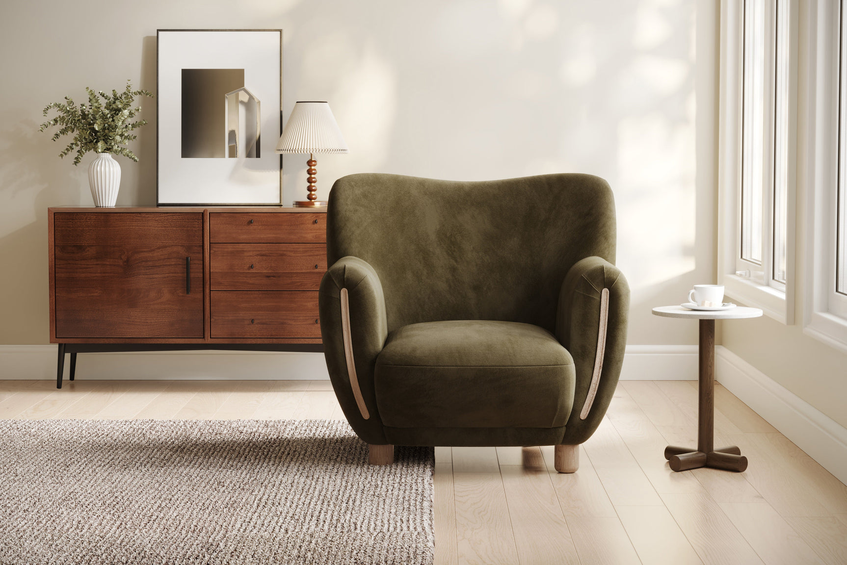 Emerald Velvet Fabric Accent Chair