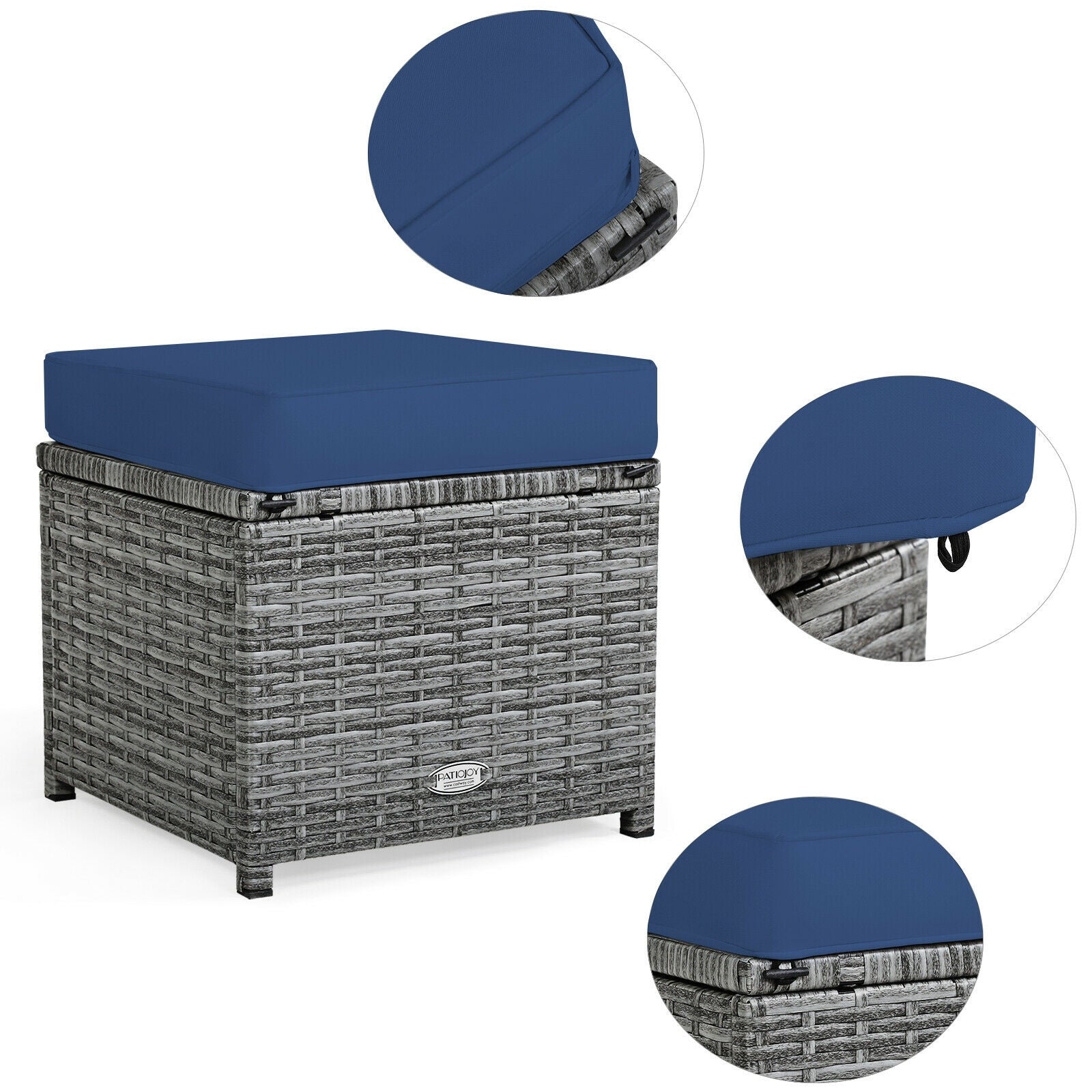 7 Pieces Patio Rattan Dining Furniture Sectional Sofa Set with Wicker Ottoman