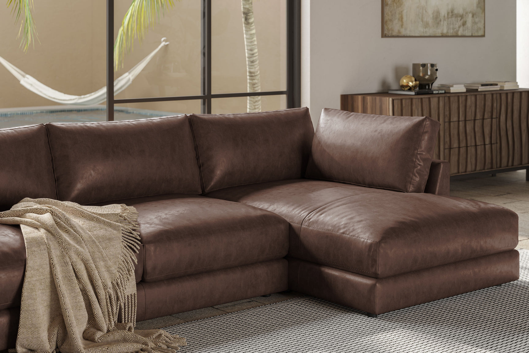 Serena Leather Sectional Sofa