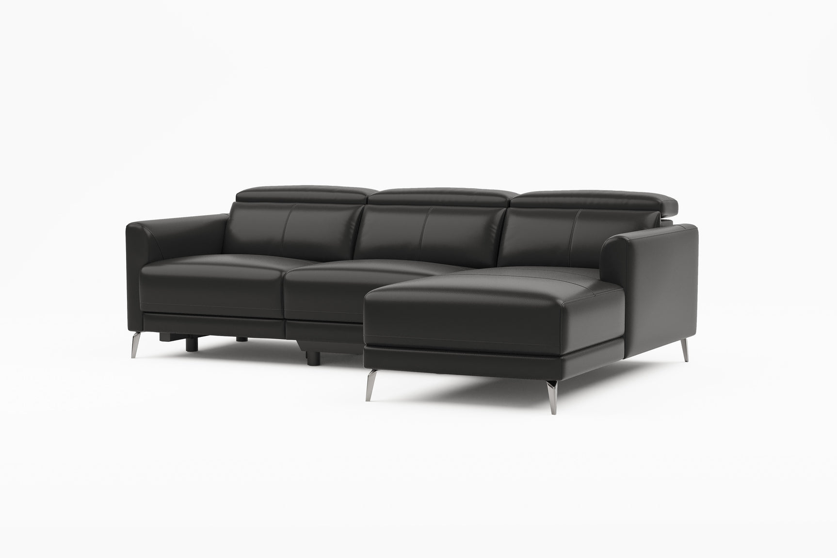 Valencia Andria Black Leather Reclining Sectional Sofa | Modern Luxury Left side White background picture