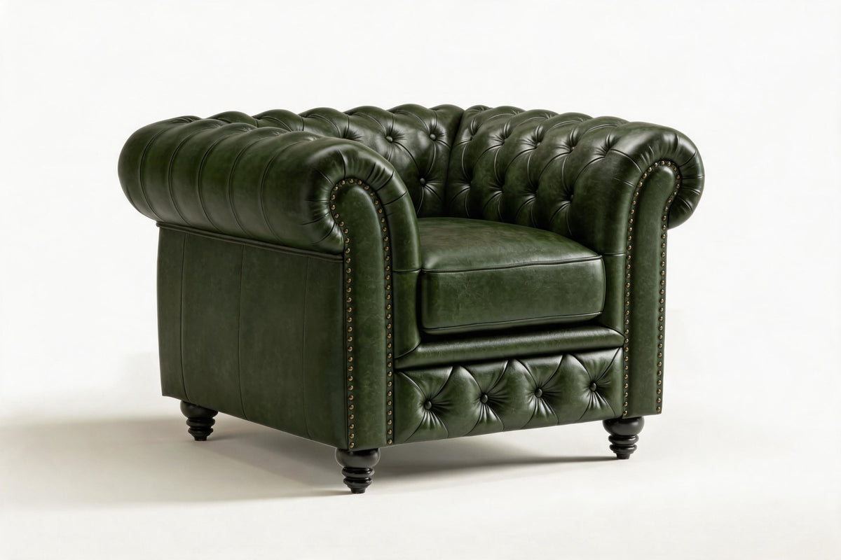 Parma Leather Chesterfield Accent Chair