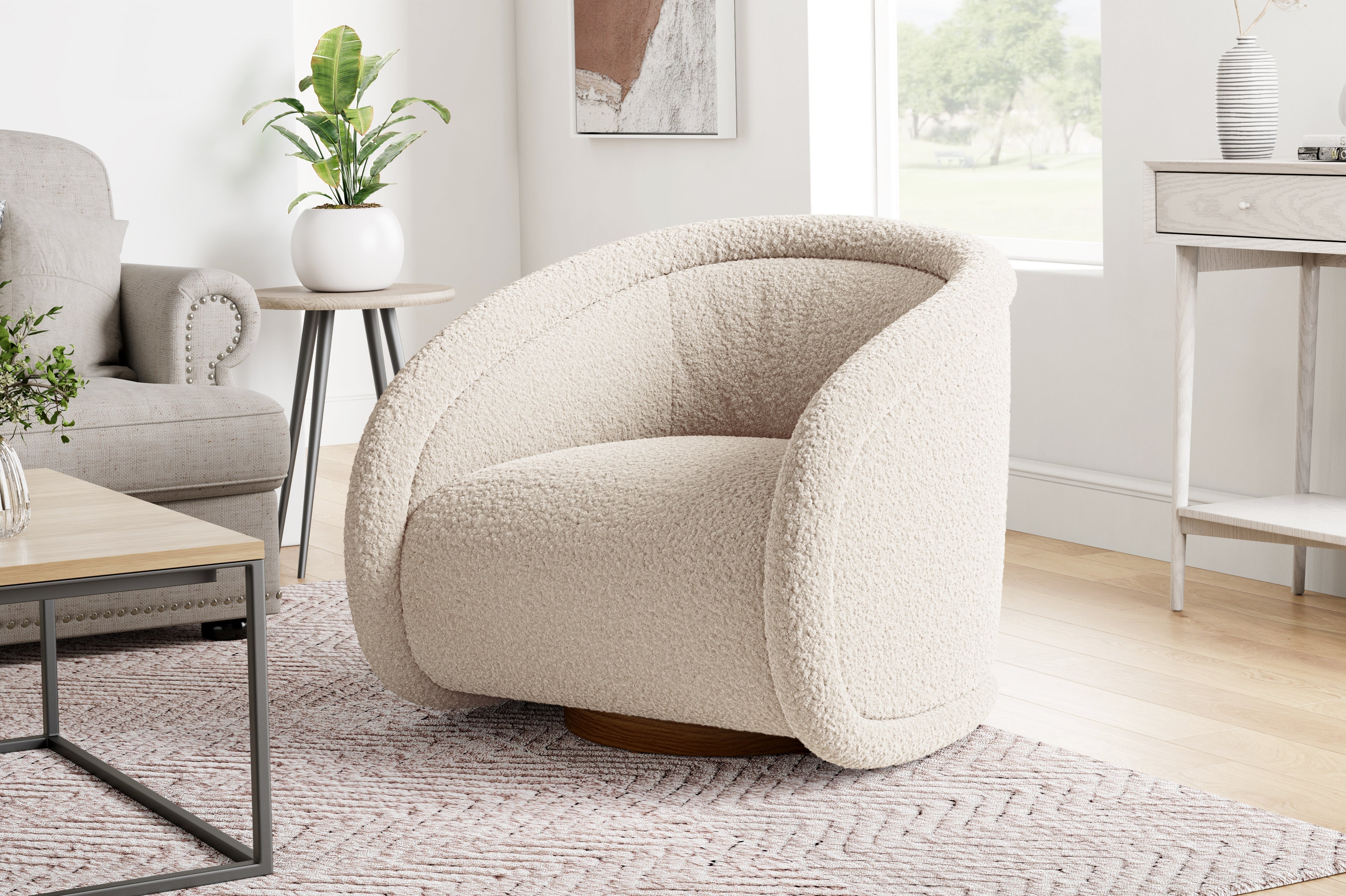 Violet Fabric Swivel Chair