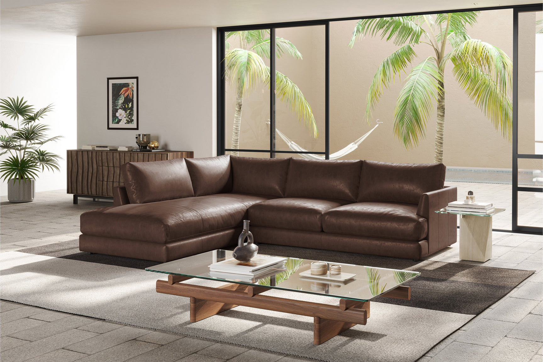 Serena Leather Sectional Sofa