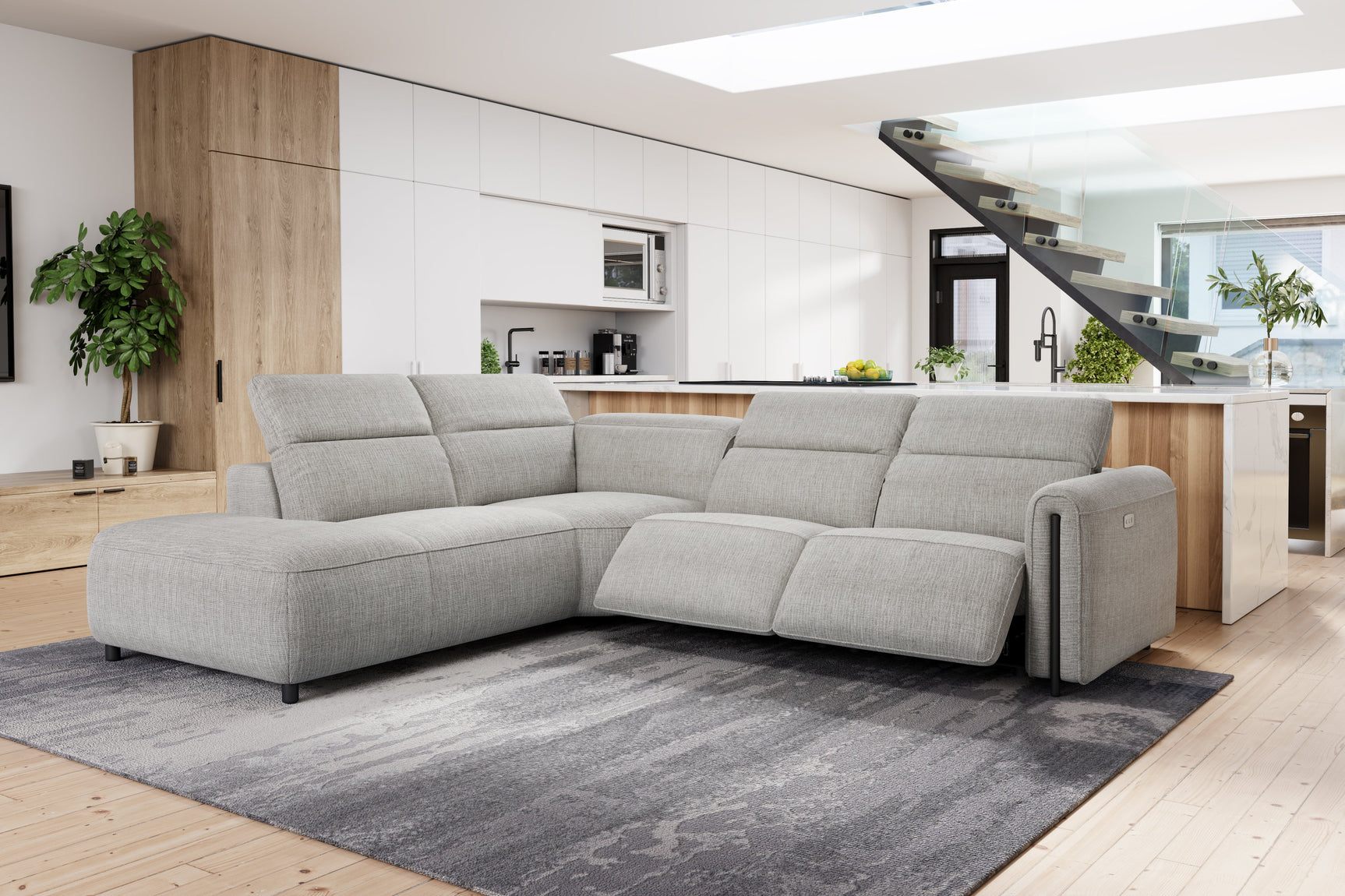 Octavia Fabric Reclining Corner Sectional Cloud Sofa