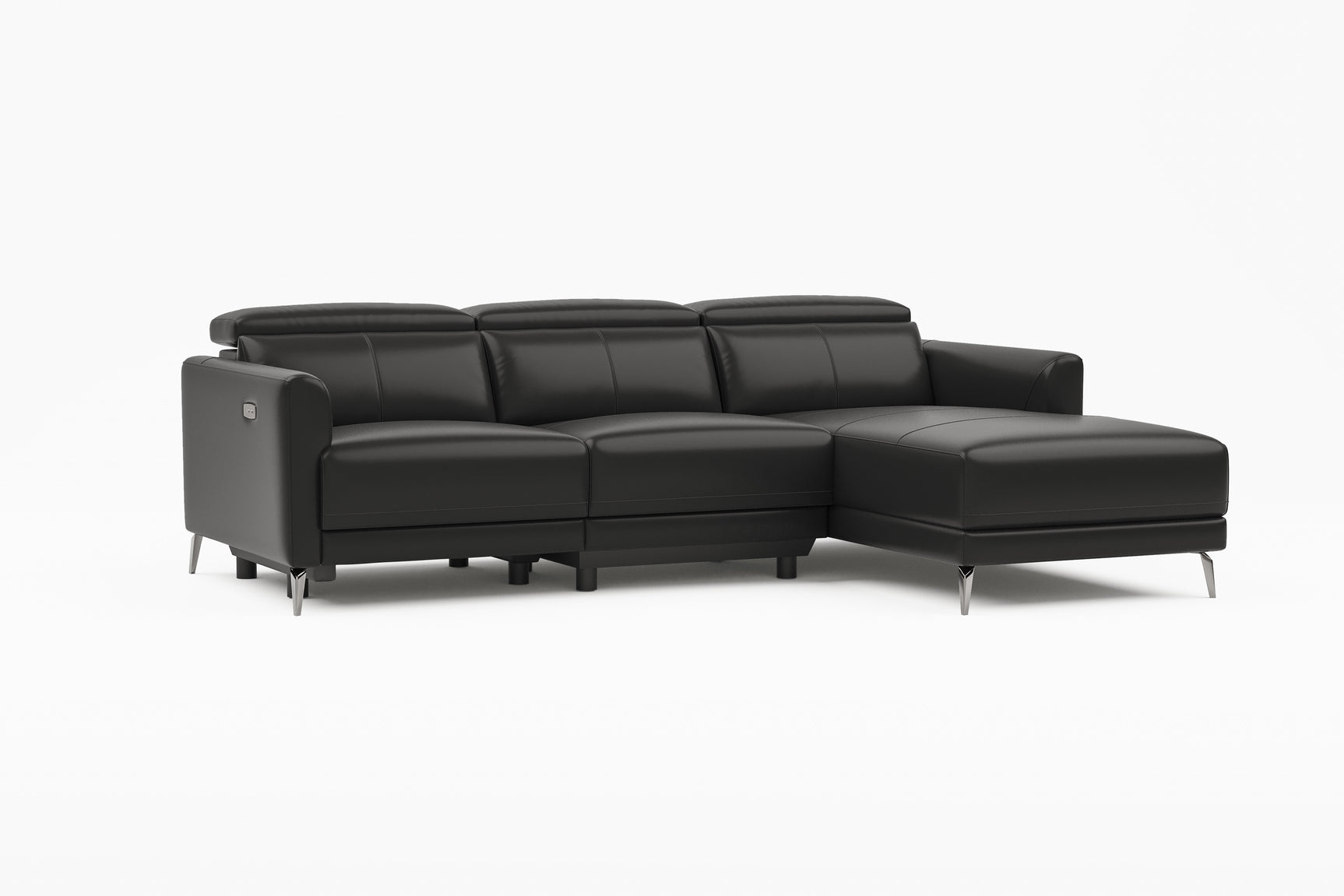 Valencia Andria Black Leather Reclining Sectional Sofa | Modern Luxury White background picture