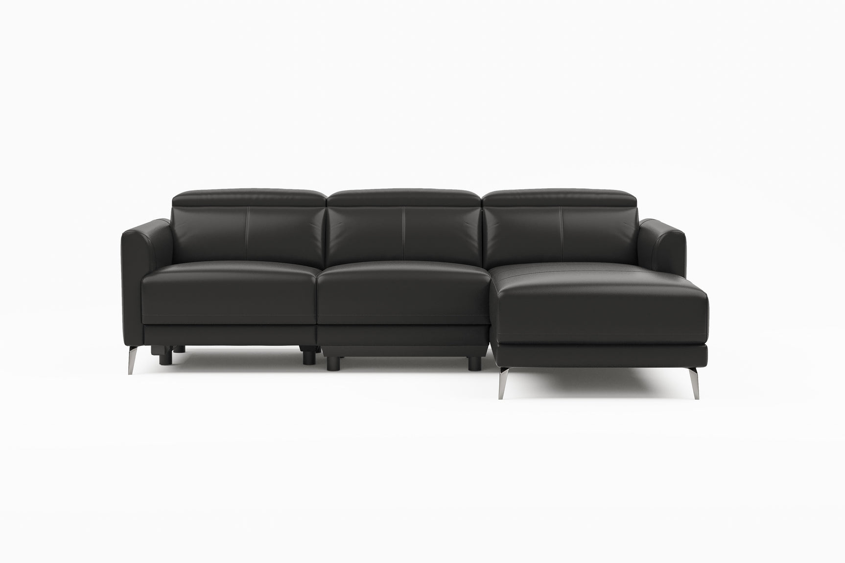 Valencia Andria Black Leather Reclining Sectional Sofa | Modern Luxury Front View White background picture