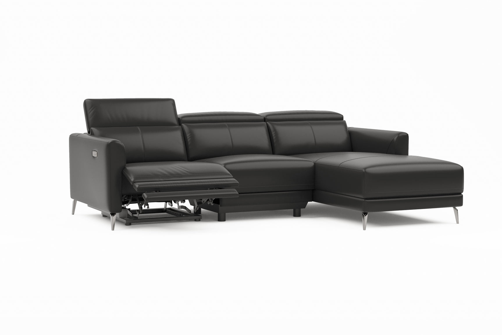 Valencia Andria Black Leather Reclining Sectional Sofa | Modern Luxury White background picture