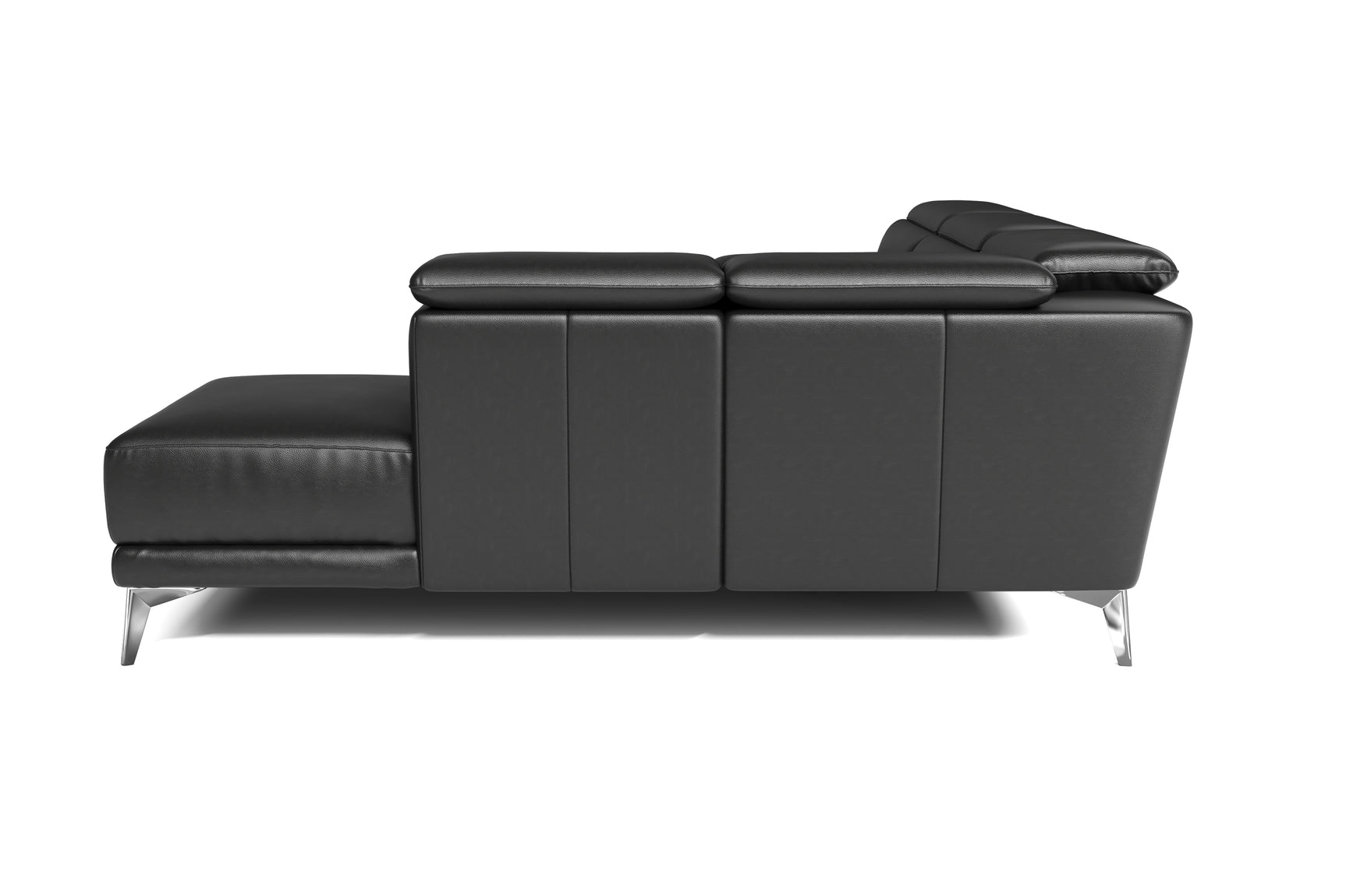 Valencia Pista Modern Top Grain Leather Reclining Sectional Sofa with Right-Hand Facing Chaise, Cognac Back picture White background picture