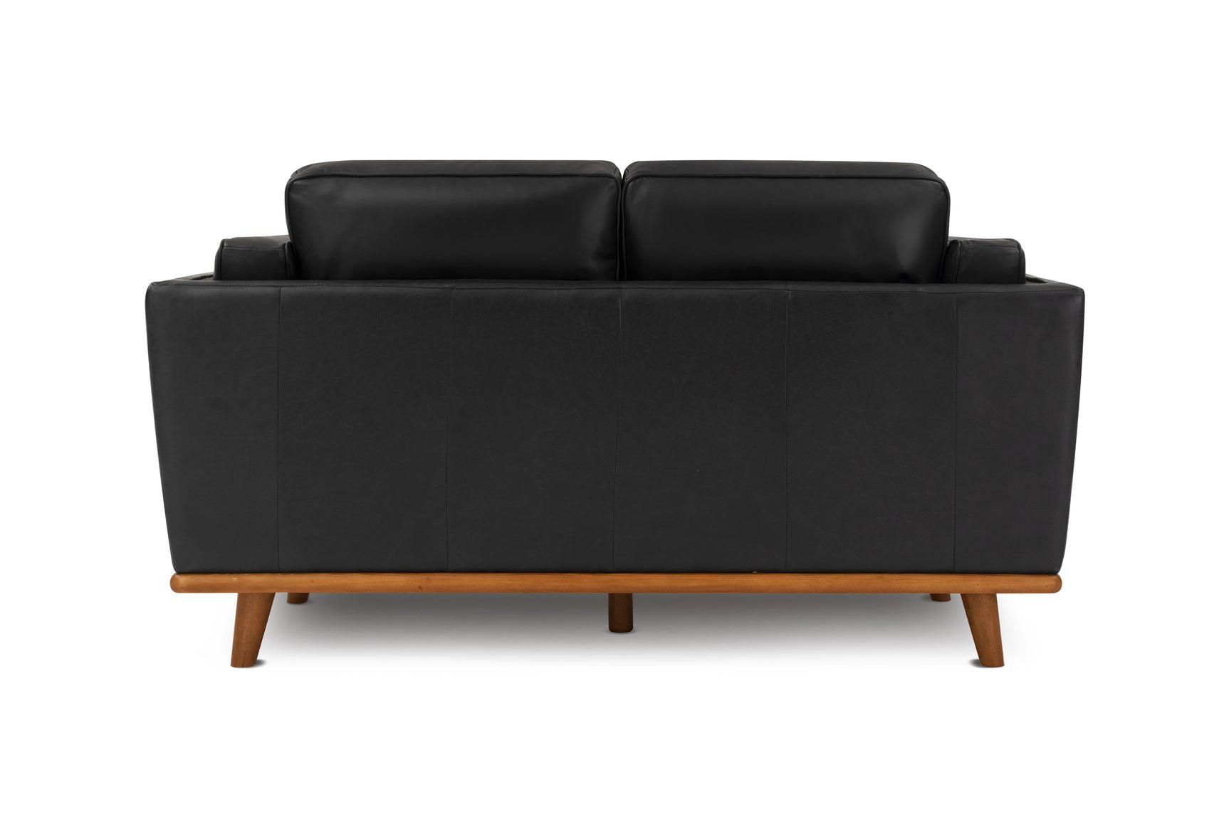 Valencia Artisan Loveseat Leather Black Sofa Back view