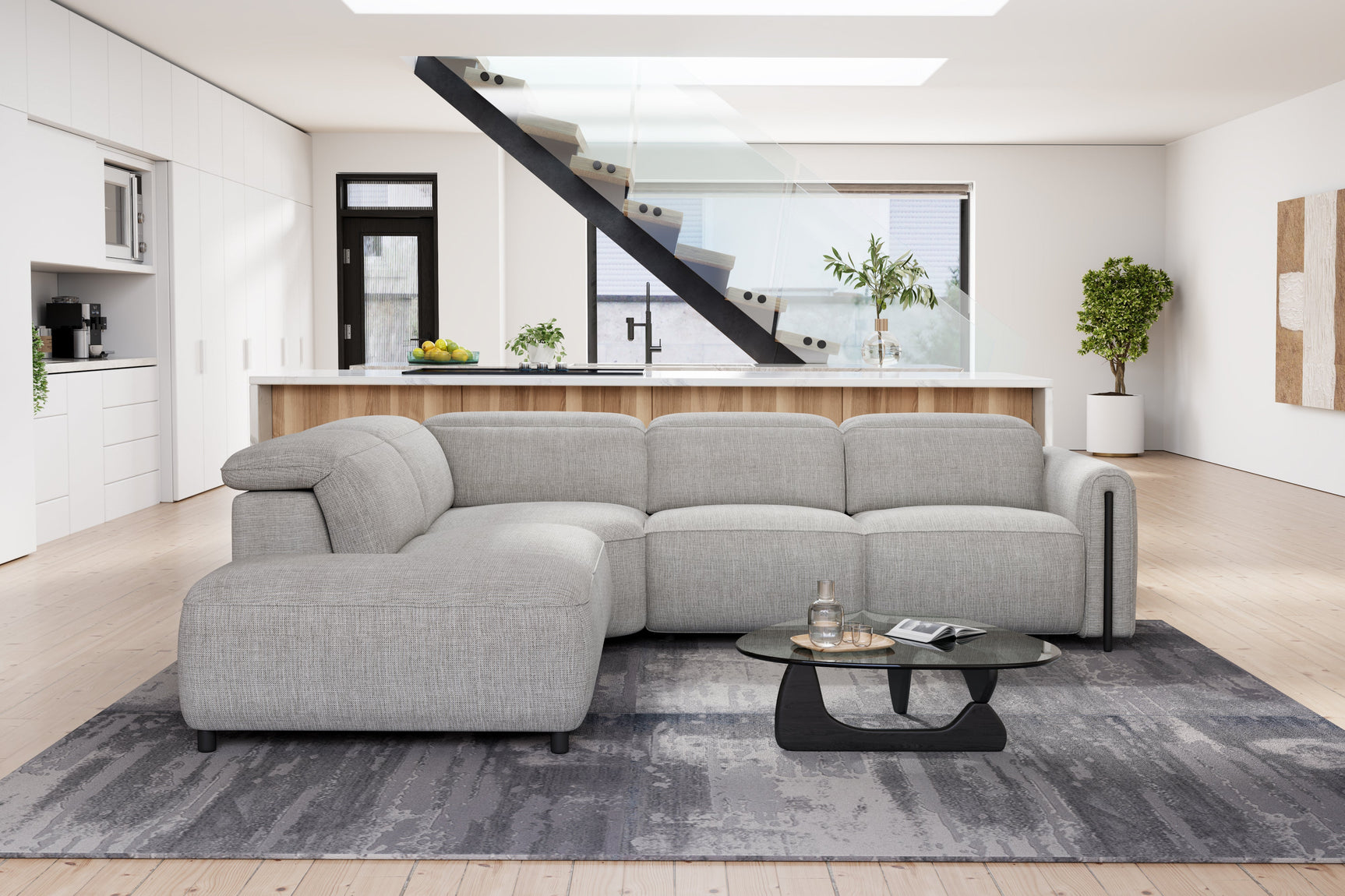 Octavia Fabric Reclining Corner Sectional Cloud Sofa