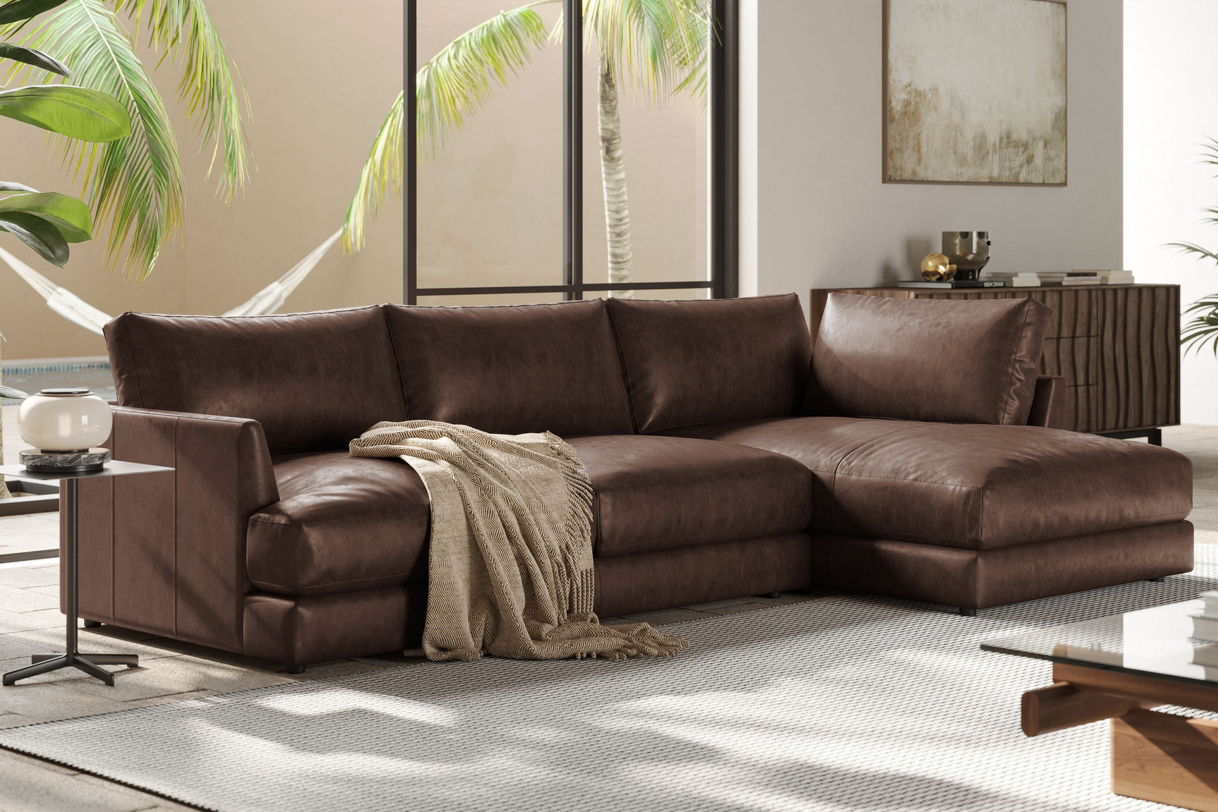 Serena Leather Sectional Sofa
