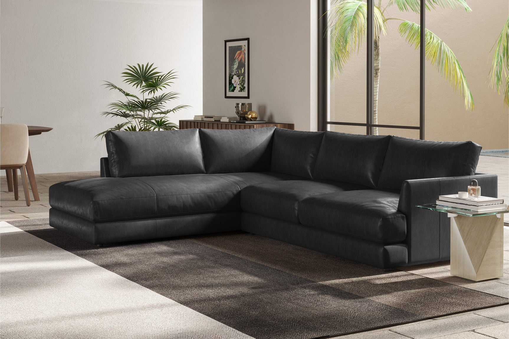 Serena Leather Sectional Sofa
