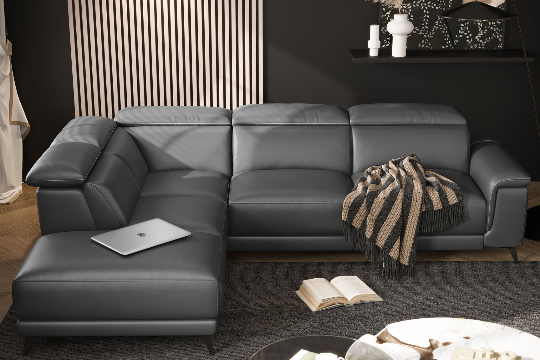 Pista Leather Reclining Sectional Sofa