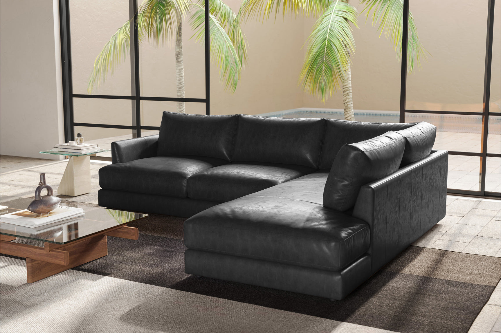 Serena Leather Sectional Sofa