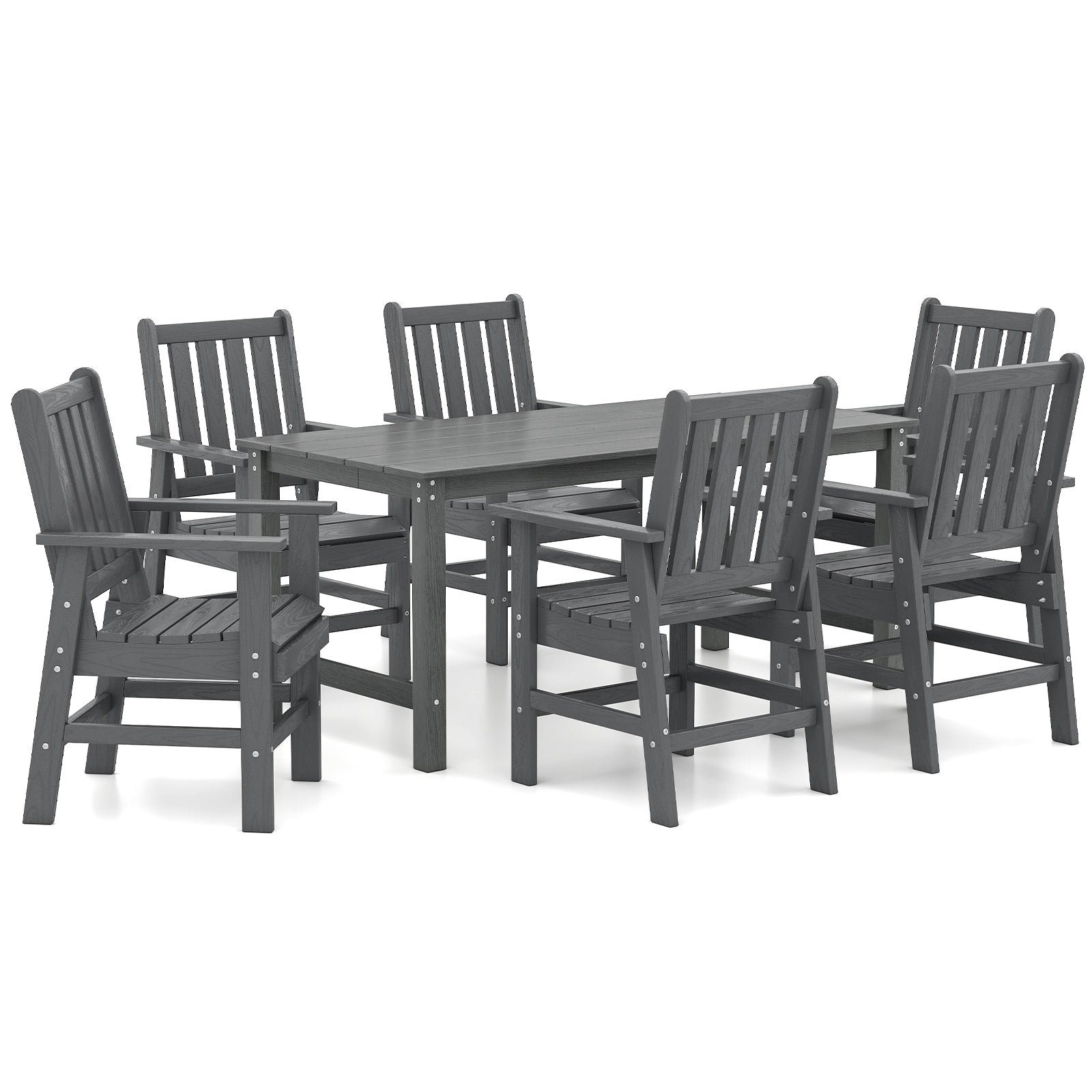 7 Pieces Patio Dining Set Outdoor HDPE Weather Resistant Table and Chairs Set