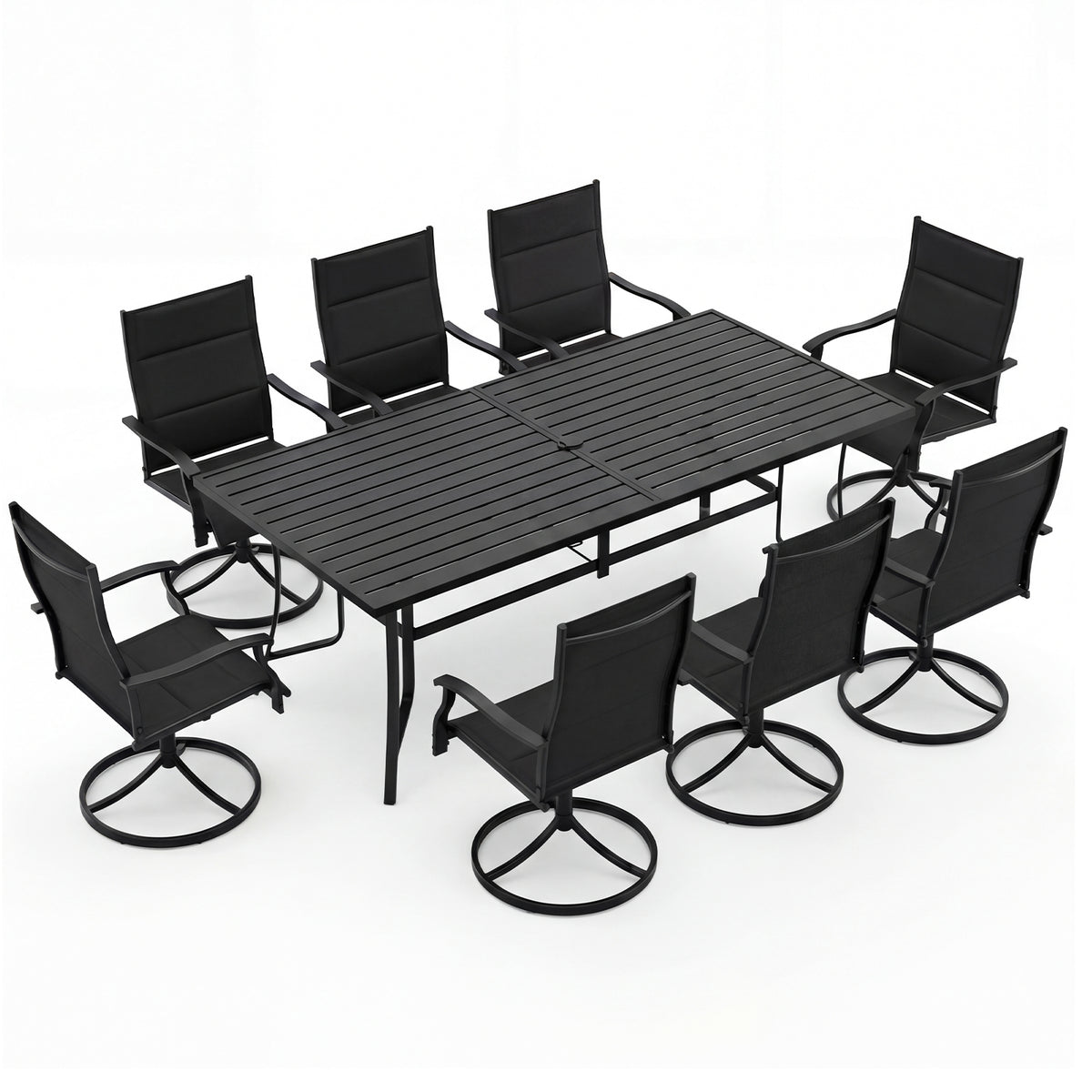 9-Piece Outdoor Dining Set for 8 with Umbrella Hole and 8 Chairs