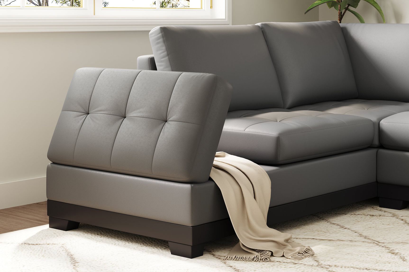 Aine Leather Corner Sectional Sofa