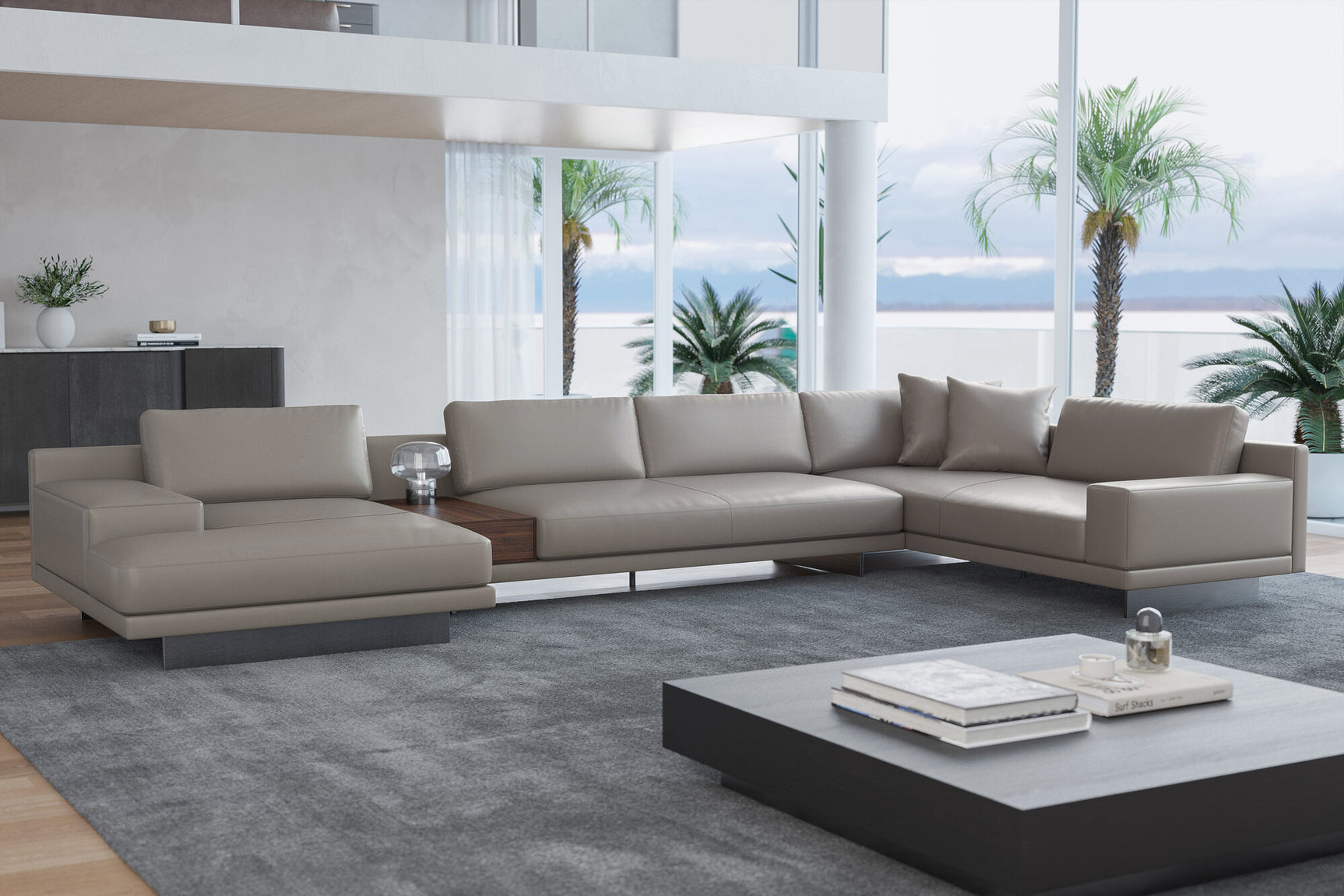 Alessandro Italian Nappa Leather Modular Sectional Sofa with Chaise