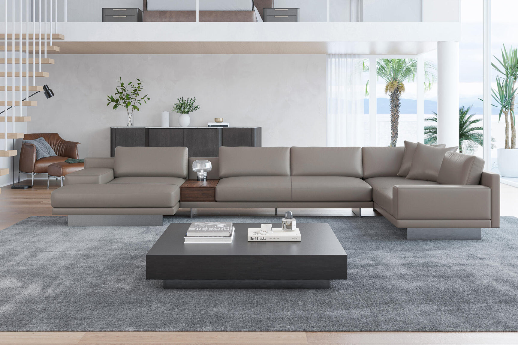 Alessandro Italian Nappa Leather Modular Sectional Sofa with Chaise