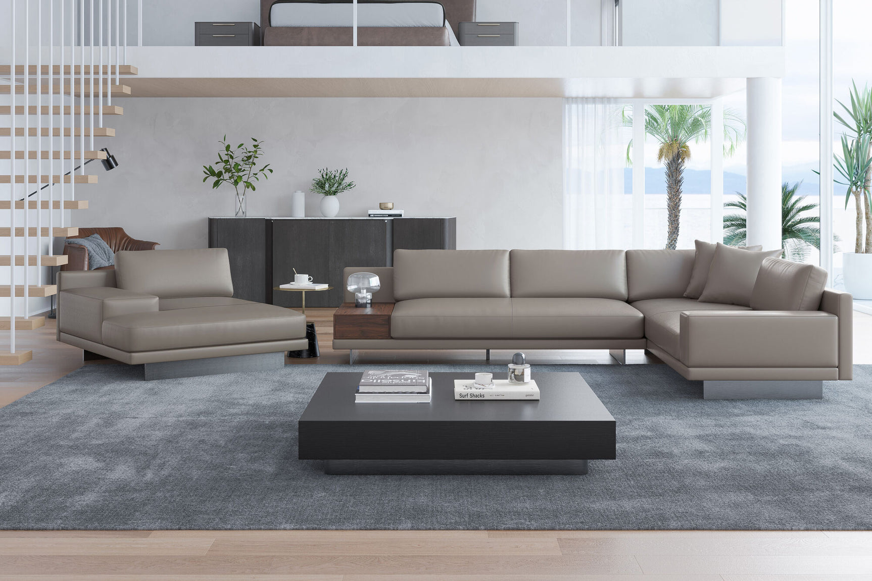 Alessandro Italian Nappa Leather Modular Sectional Sofa with Chaise