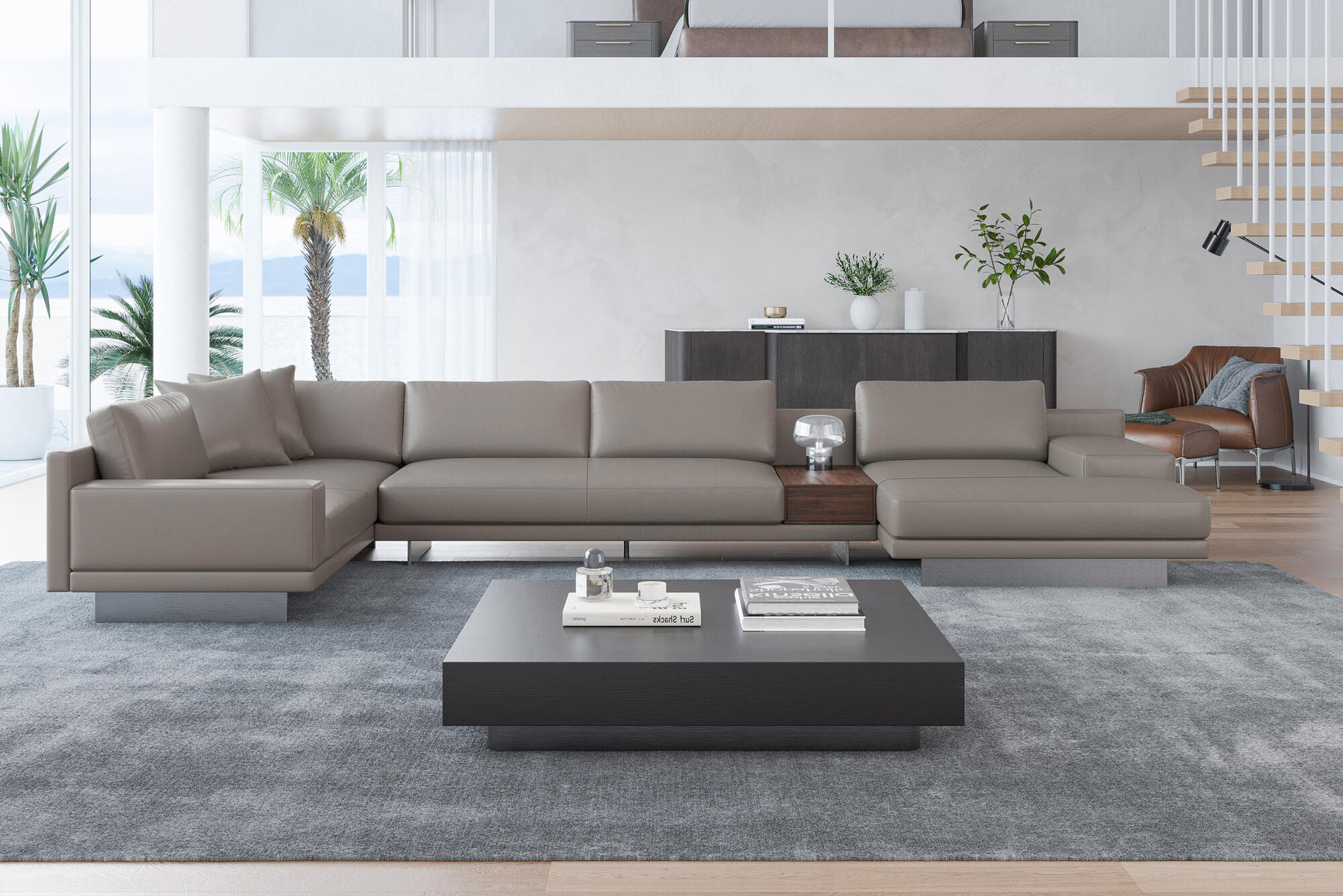 Alessandro Italian Nappa Leather Modular Sectional Sofa with Chaise