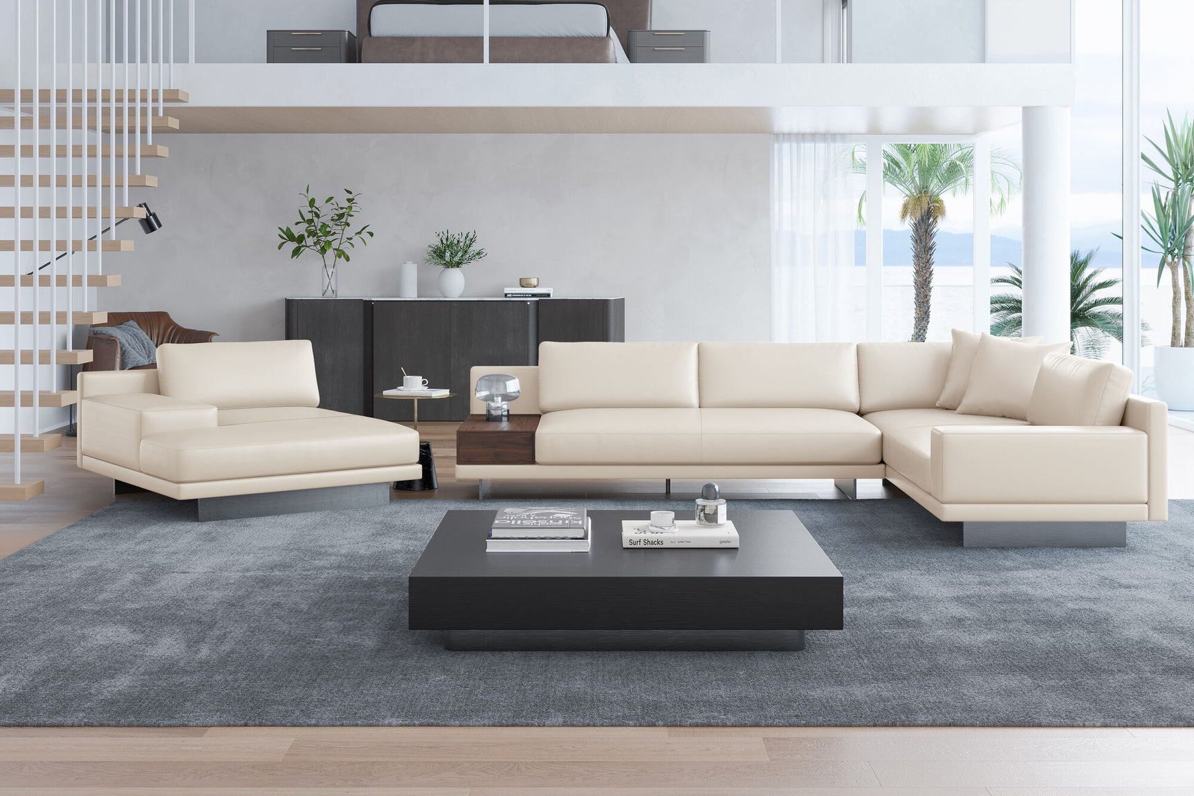 Alessandro Italian Nappa Leather Modular Sectional Sofa with Chaise