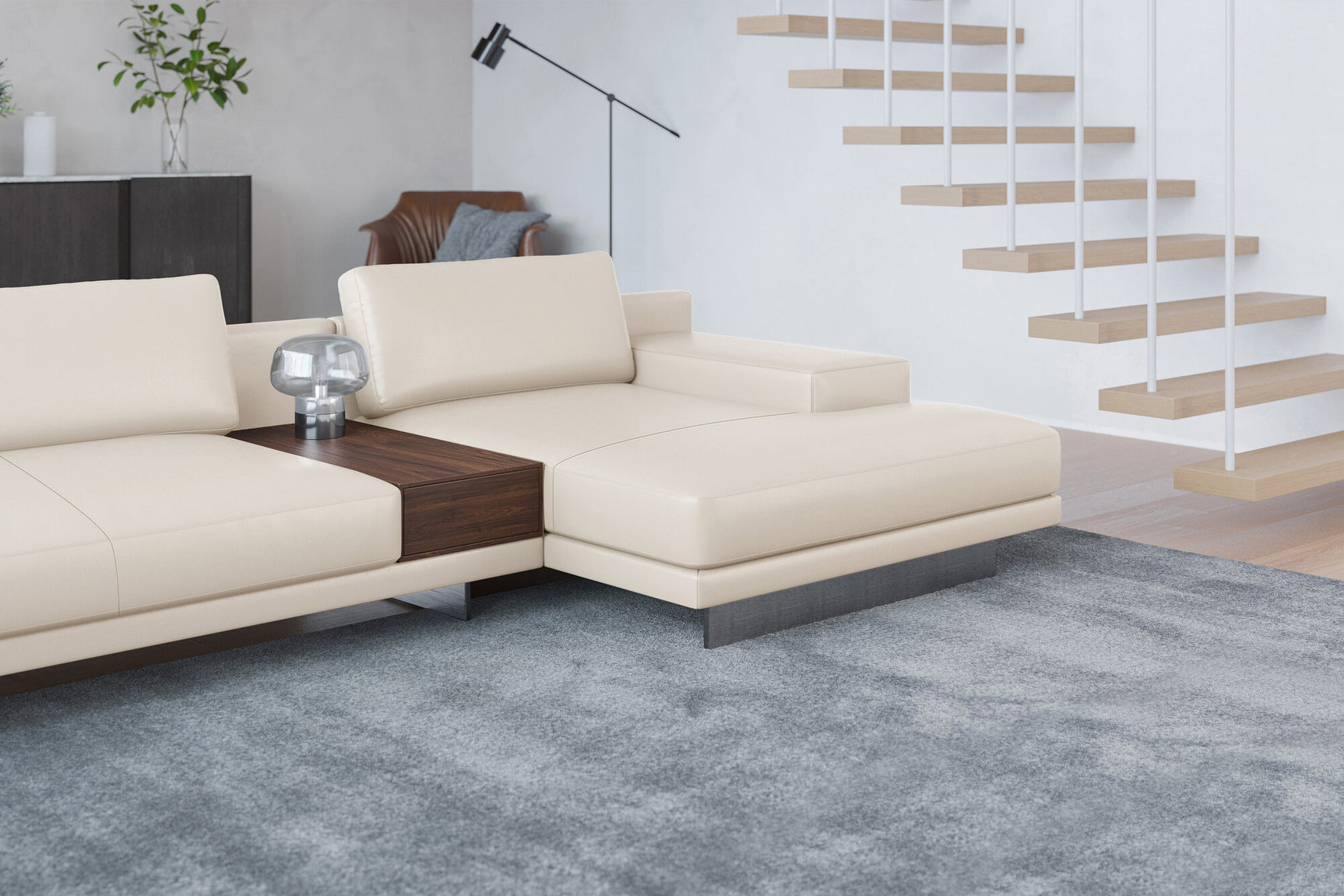 Alessandro Italian Nappa Leather Modular Sectional Sofa with Chaise