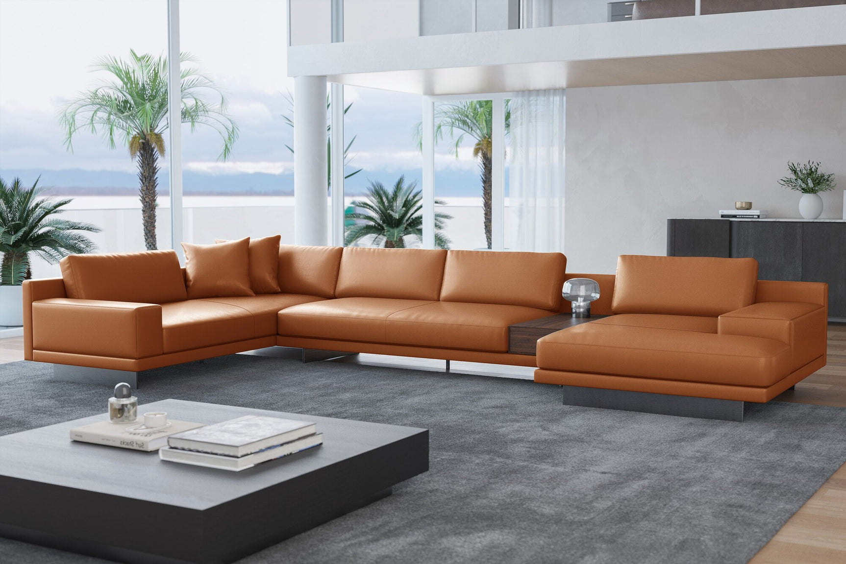 Alessandro Italian Nappa Leather Modular Sectional Sofa with Chaise