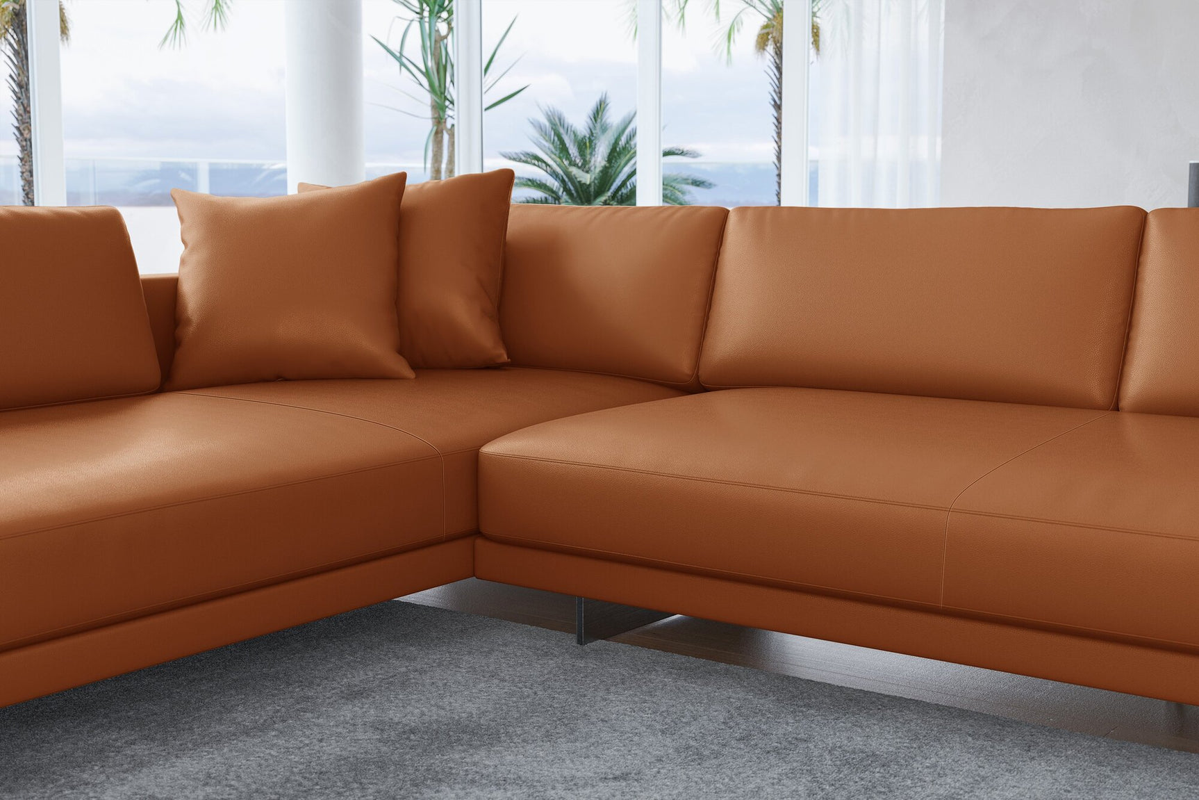 Alessandro Italian Nappa Leather Modular Sectional Sofa with Chaise