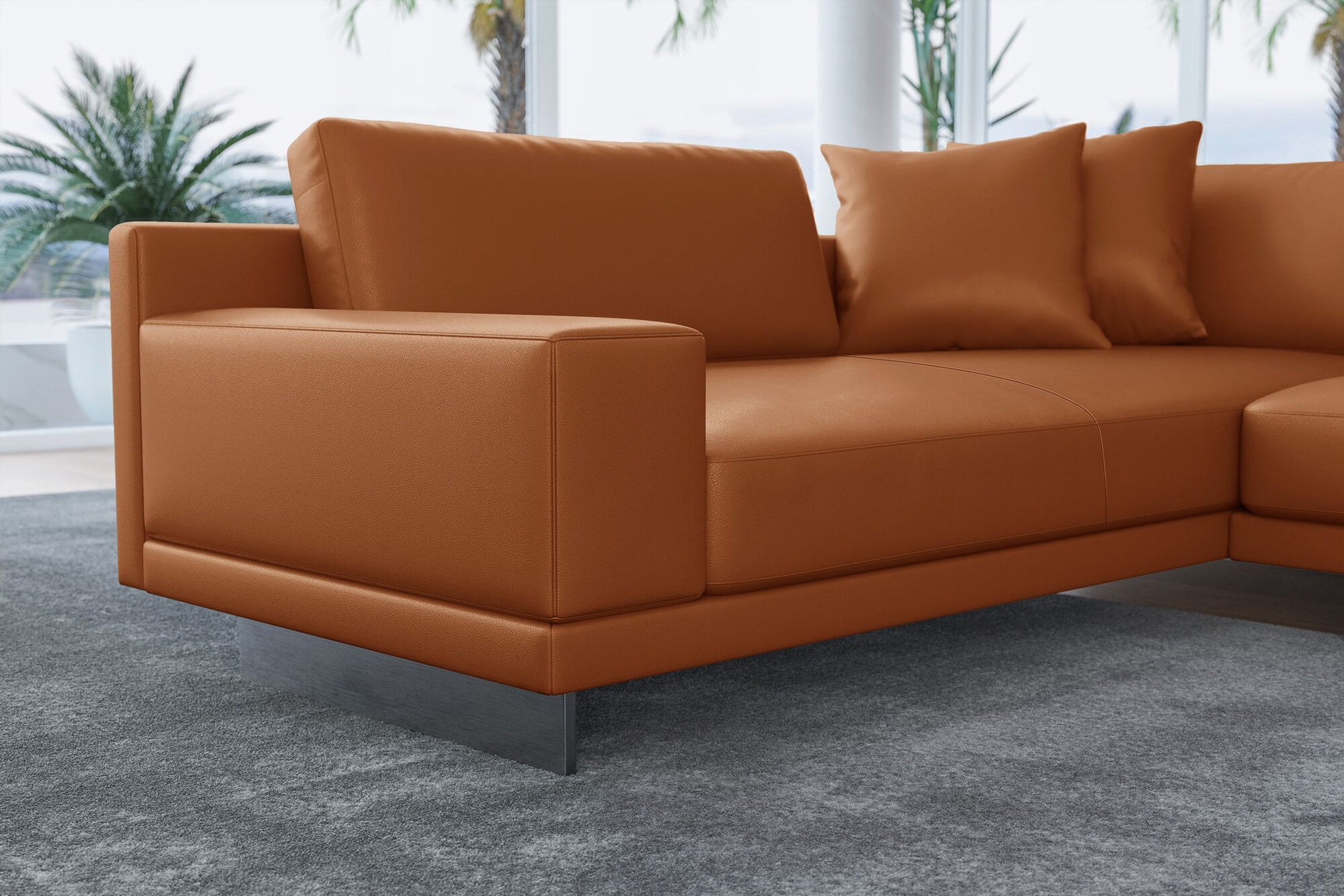 Alessandro Italian Nappa Leather Modular Sectional Sofa with Chaise