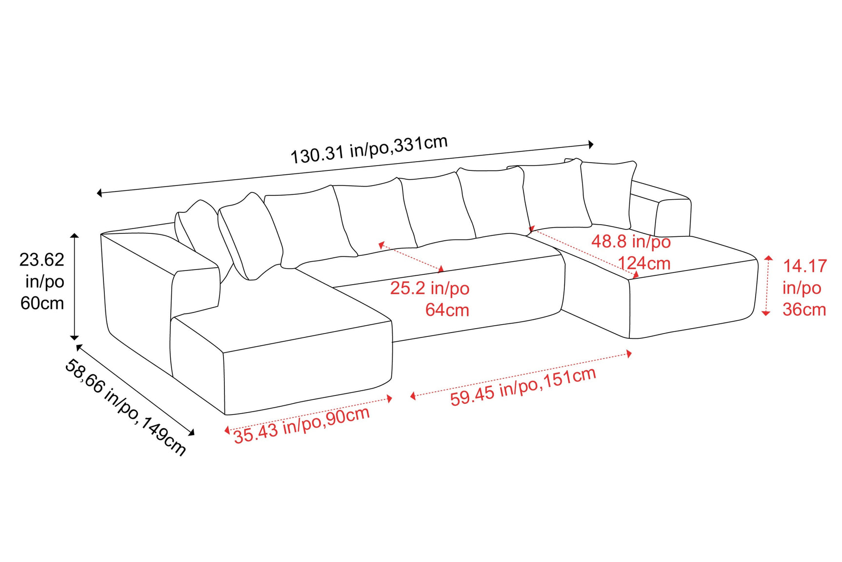 Alexus Corduroy Fabric Sectional Sofa