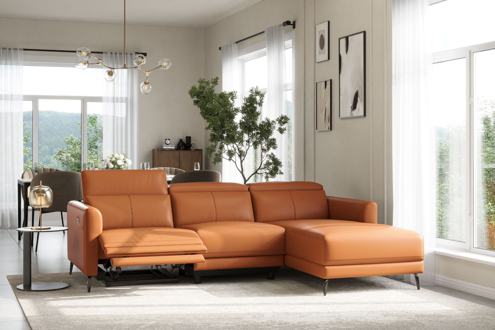 Andria Leather Reclining Sectional Sofa