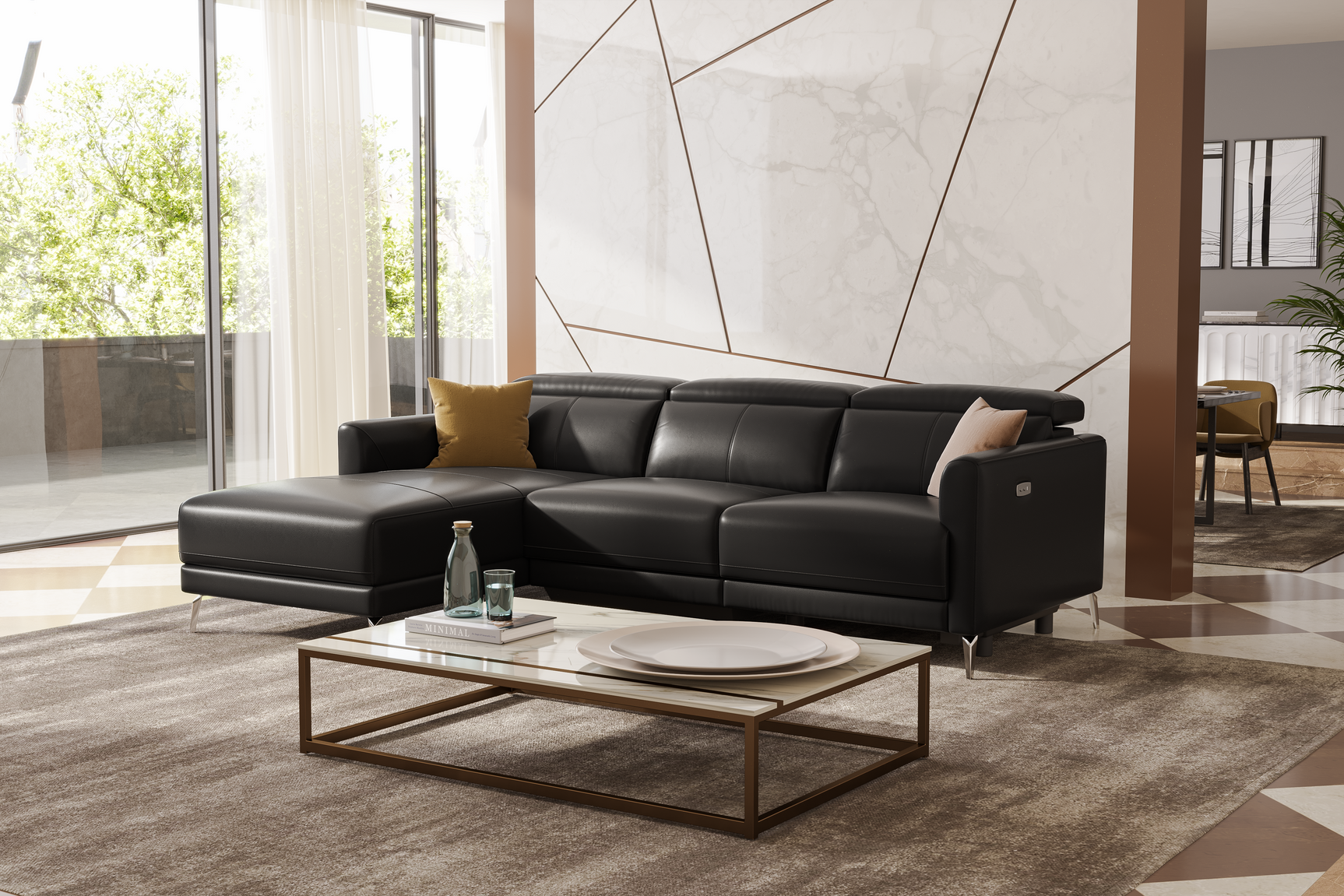 Andria Leather Reclining Sectional Sofa