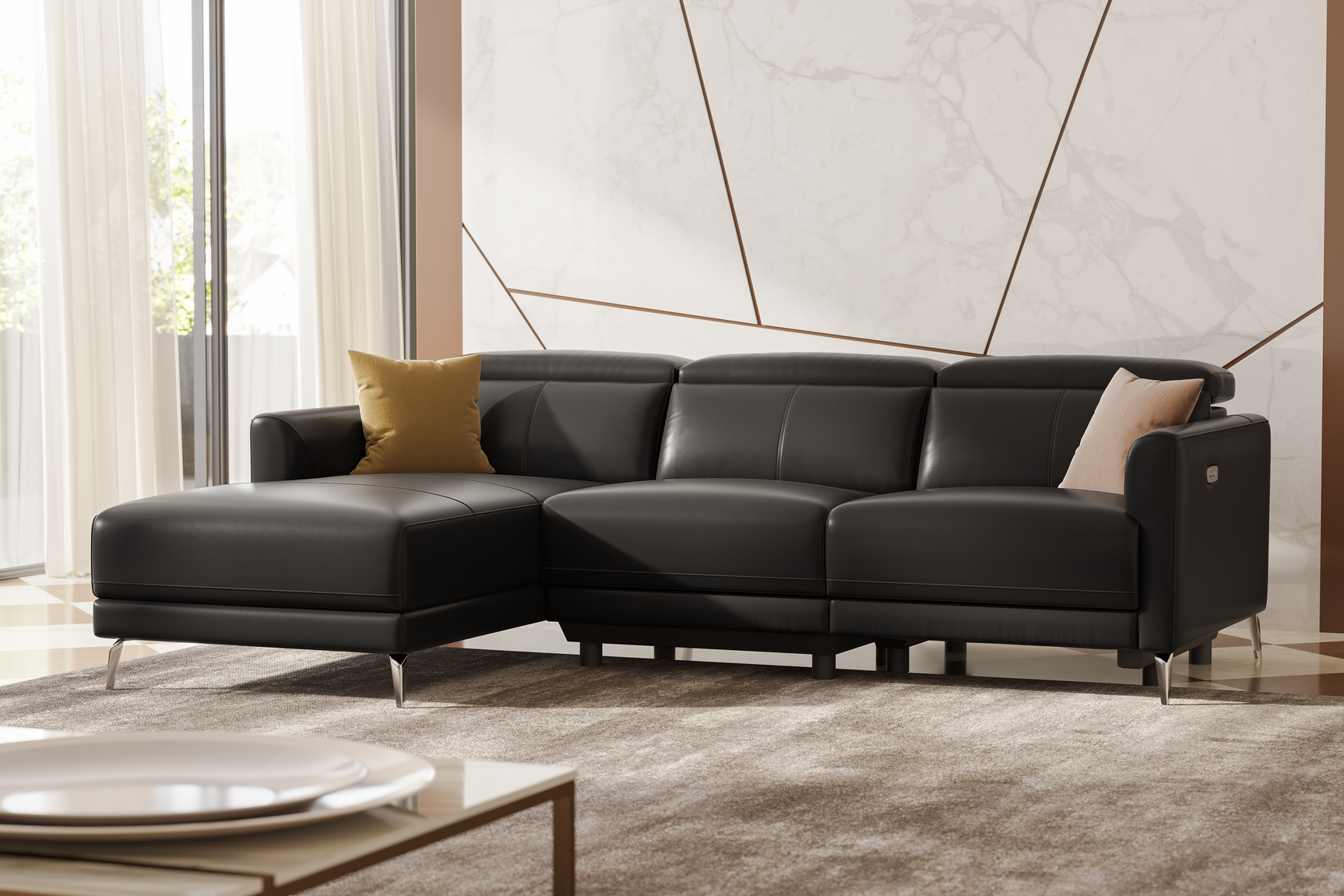 Andria Leather Reclining Sectional Sofa