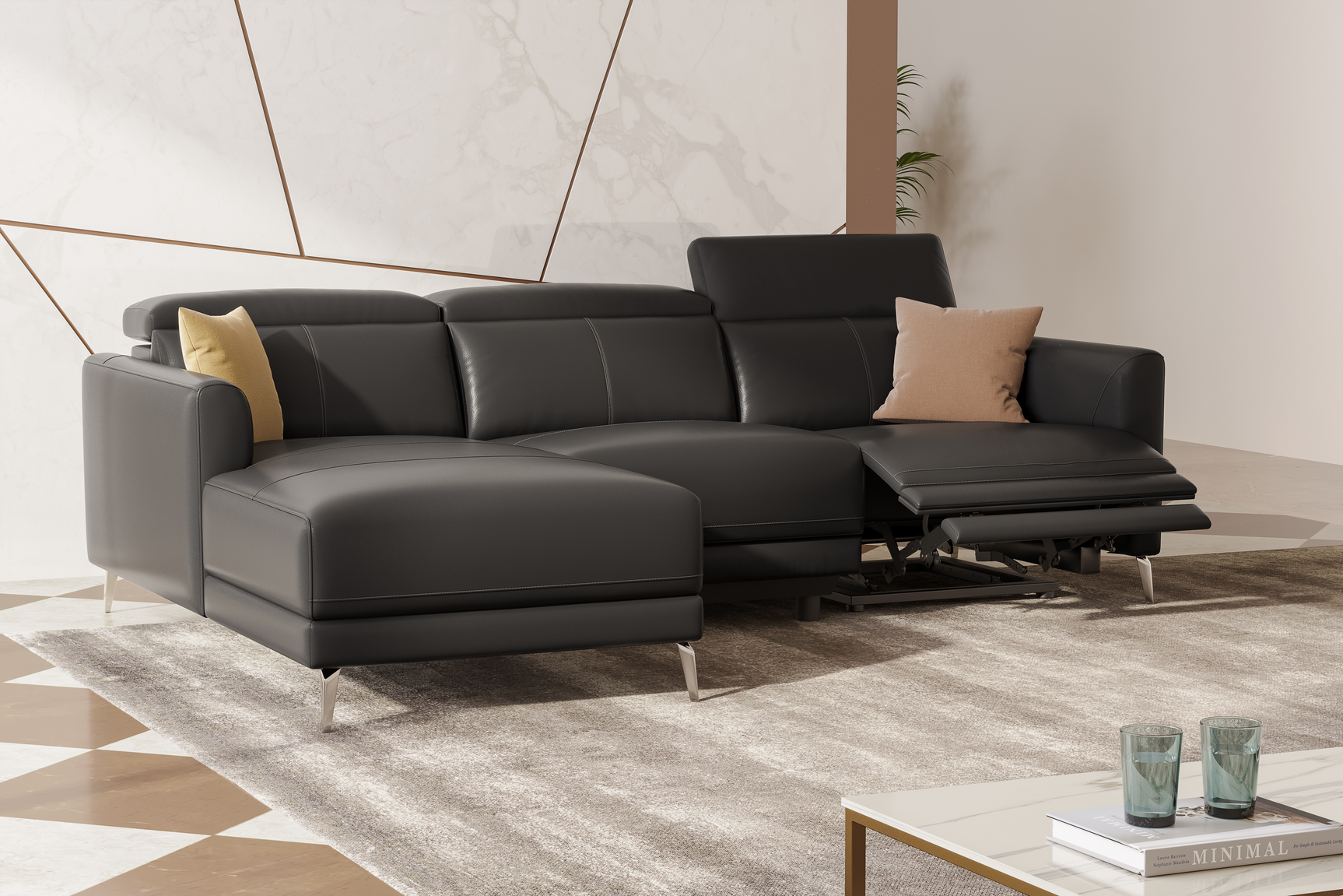 Andria Leather Reclining Sectional Sofa