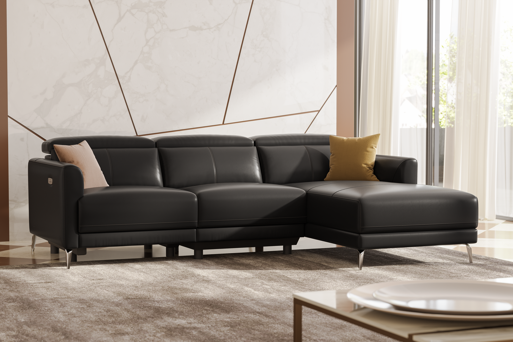 Andria Leather Reclining Sectional Sofa