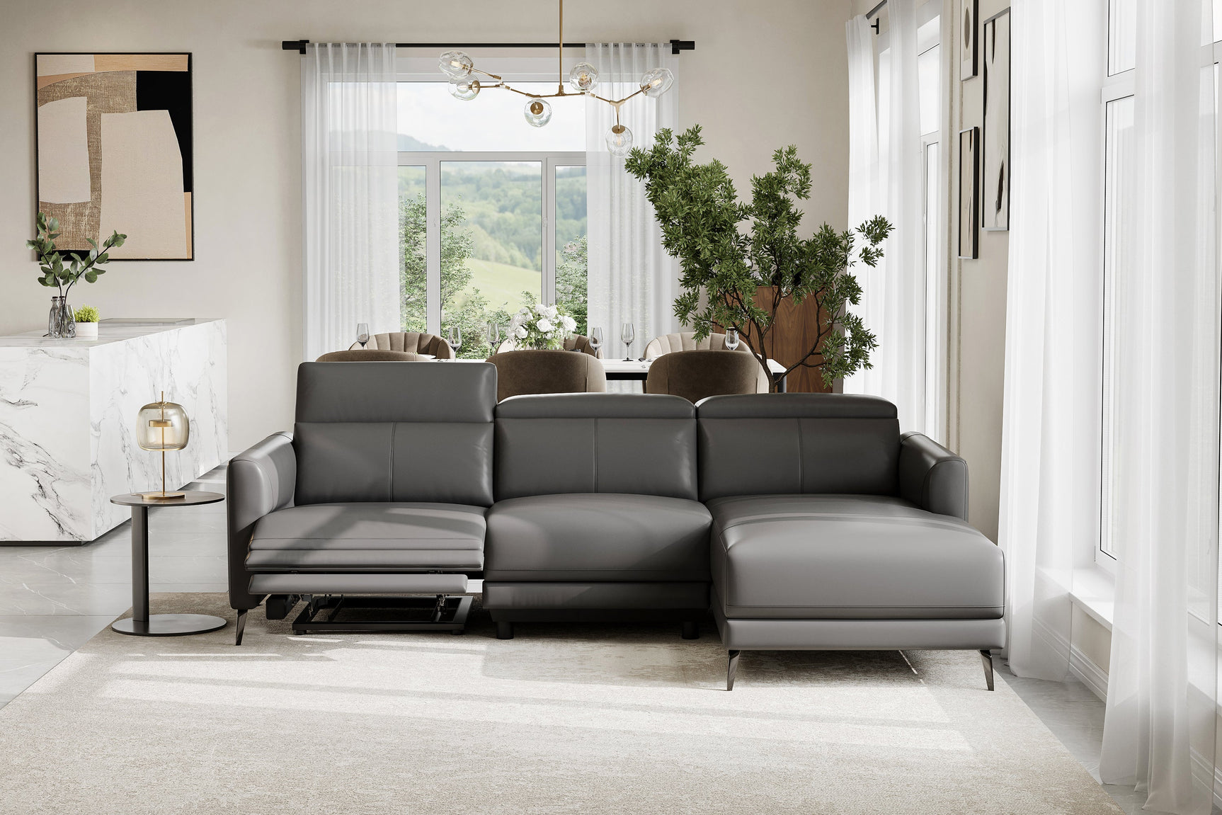 Andria Leather Reclining Sectional Sofa