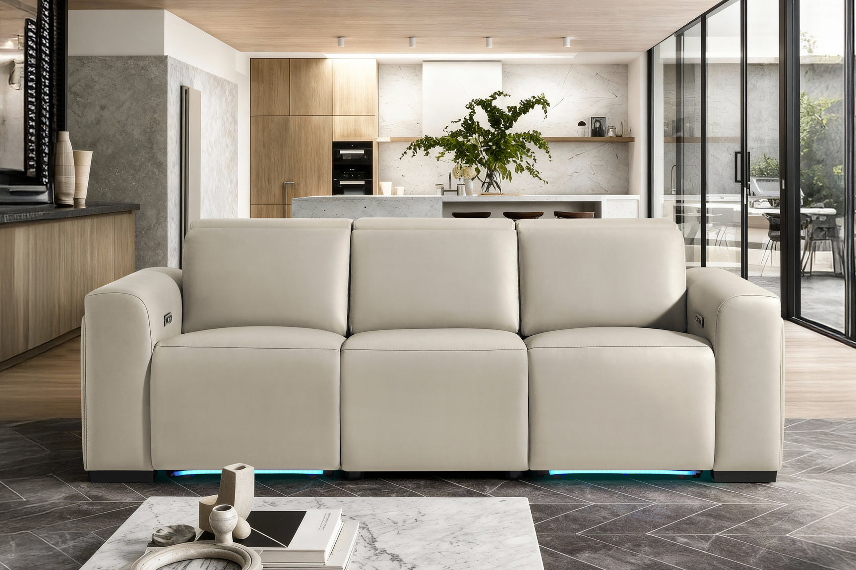 Arlington Immersive Audio Leather Dual Recliner Sofa with Heat & Massage