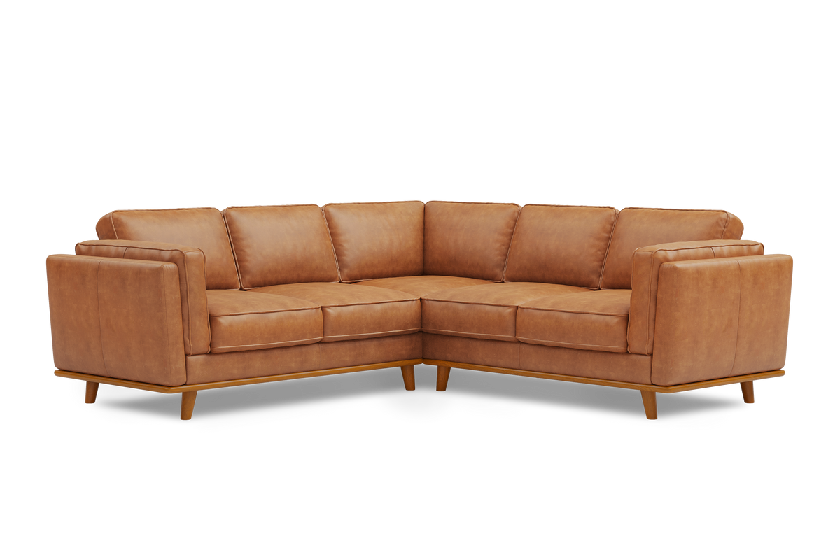 Valencia Artisan L-Shape Corner Leather Sectional Sofa, Cognac