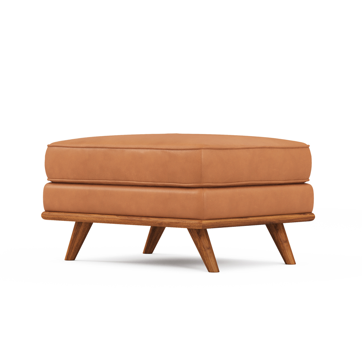 Valencia Artisan Cognac Top Grain Leather Ottoman for Living Room