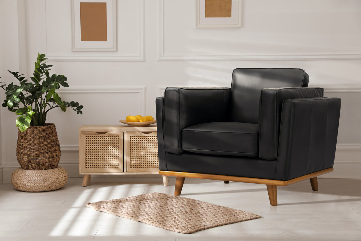 Valencia Artisan Leather Accent Chair Black