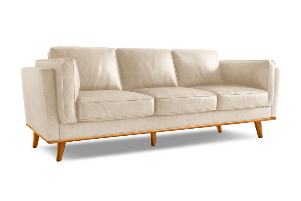 Valencia Artisan Top Grain Leather Wide Three Seats Sofa, Beige