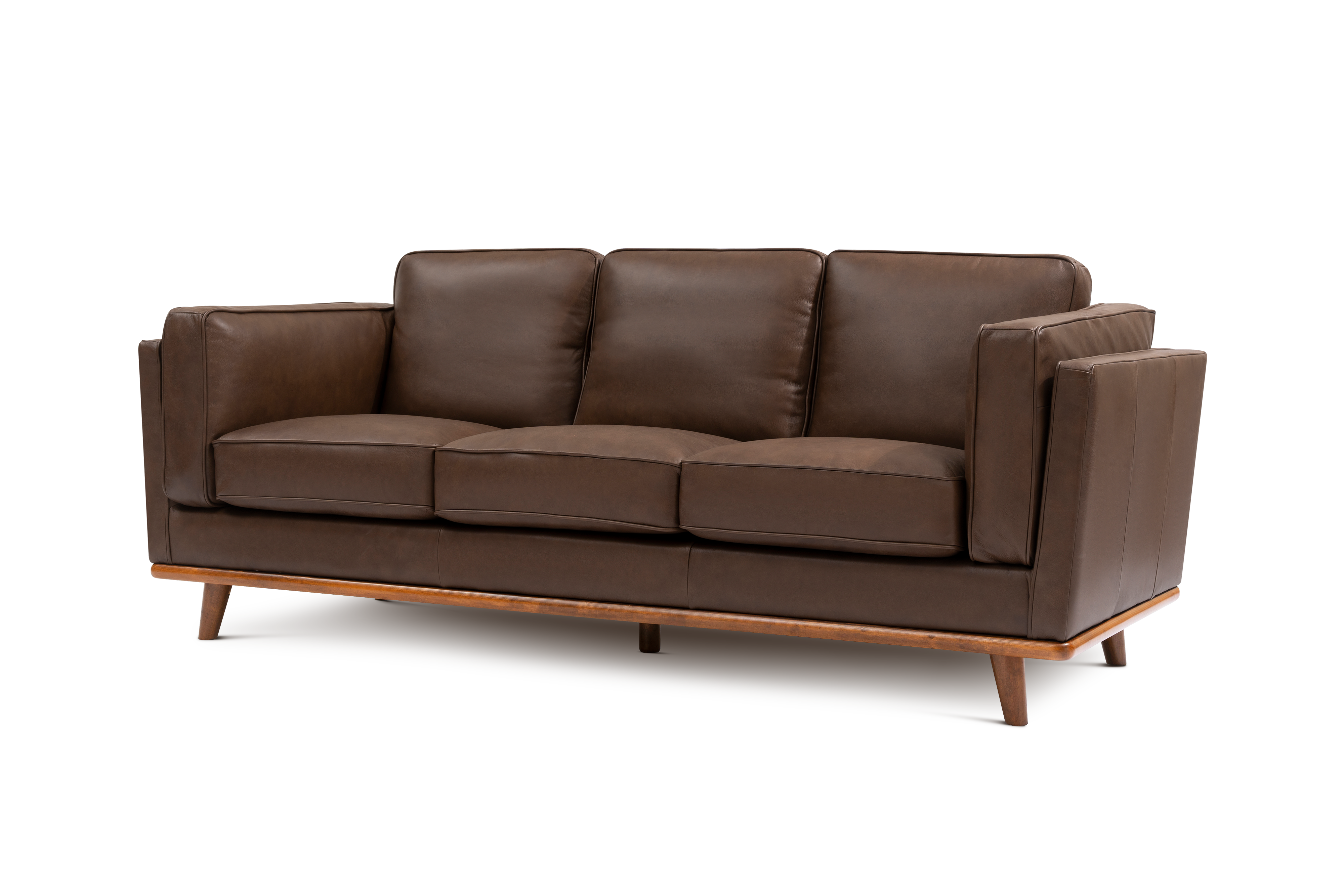 Valencia Artisan Chocolate Wide Three Seats Leather Sofa White background diagram