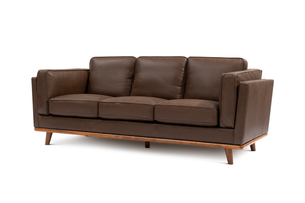 Valencia Artisan Chocolate Wide Three Seats Leather Sofa White background diagram
