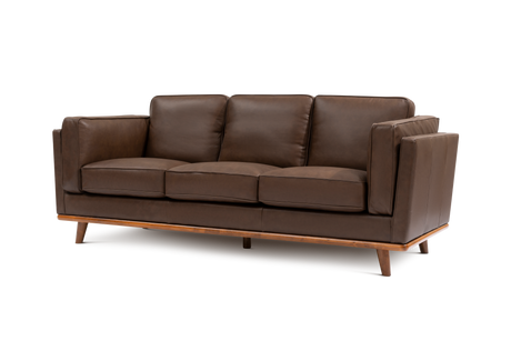 Valencia Artisan Chocolate Wide Three Seats Leather Sofa White background diagram