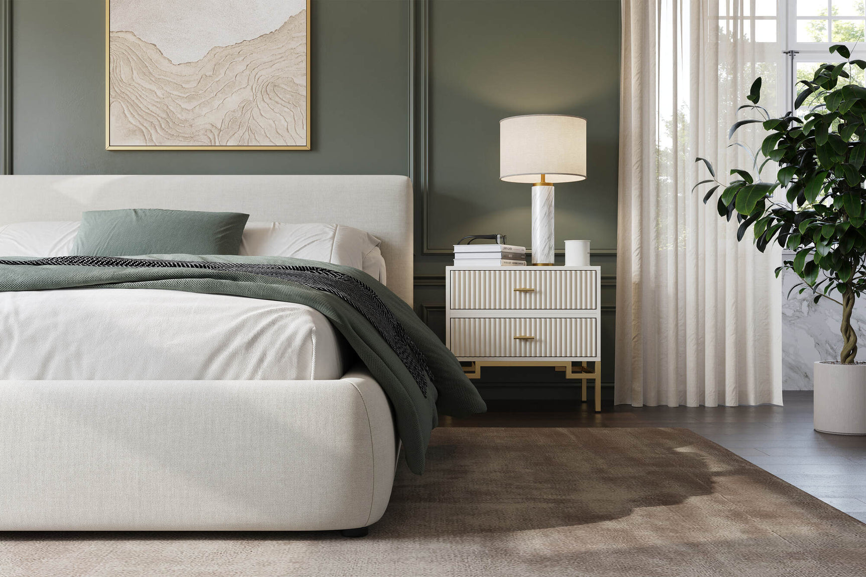 Aubrey Fabric Upholstered Bed Frame