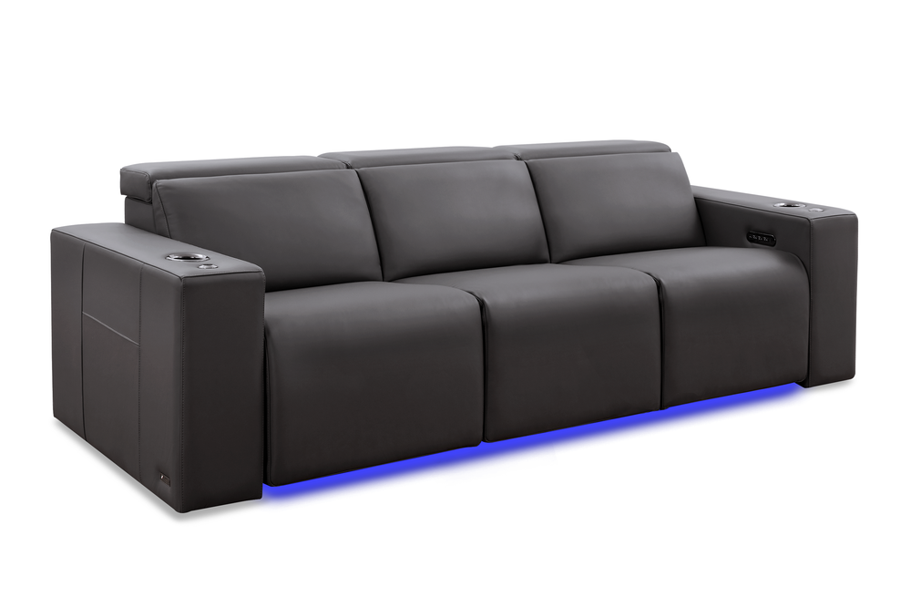 Valencia 2025 New Barcelona Grand Ultimate Leather Home Theater Seating Set of 3, Graphite
