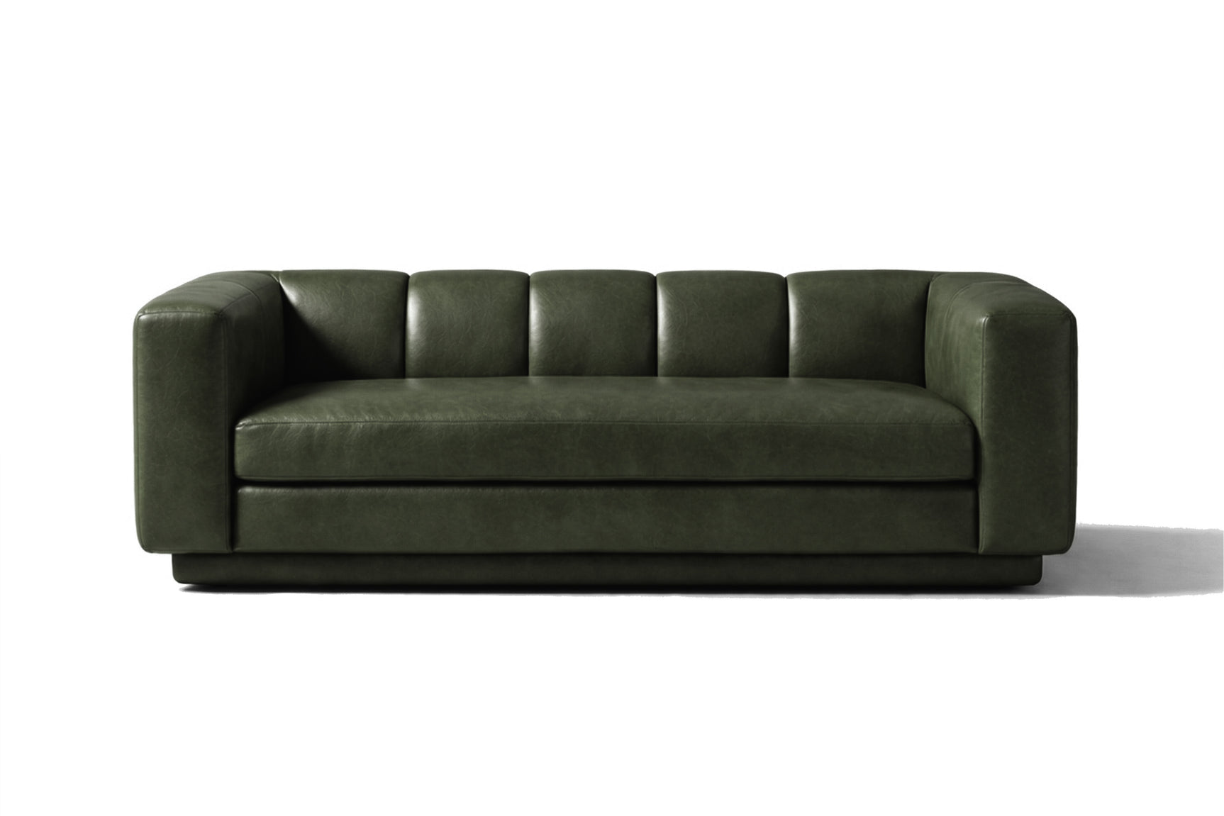 Bellara Modern Channel-Tufted Leather Sofa
