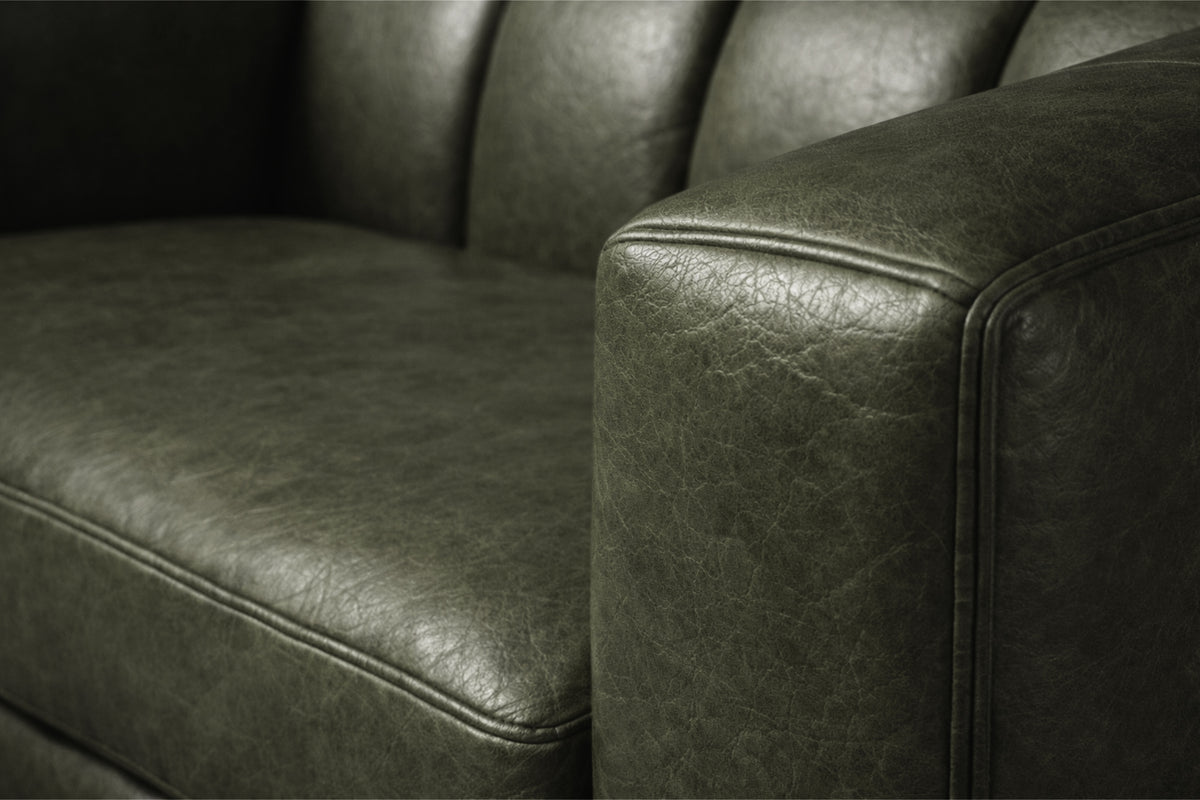 Bellara Modern Channel-Tufted Leather Sofa